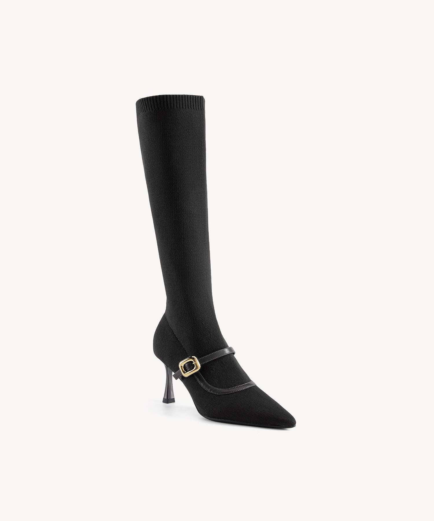 Enchanted Buckle Pointed Toe Sock High Boots