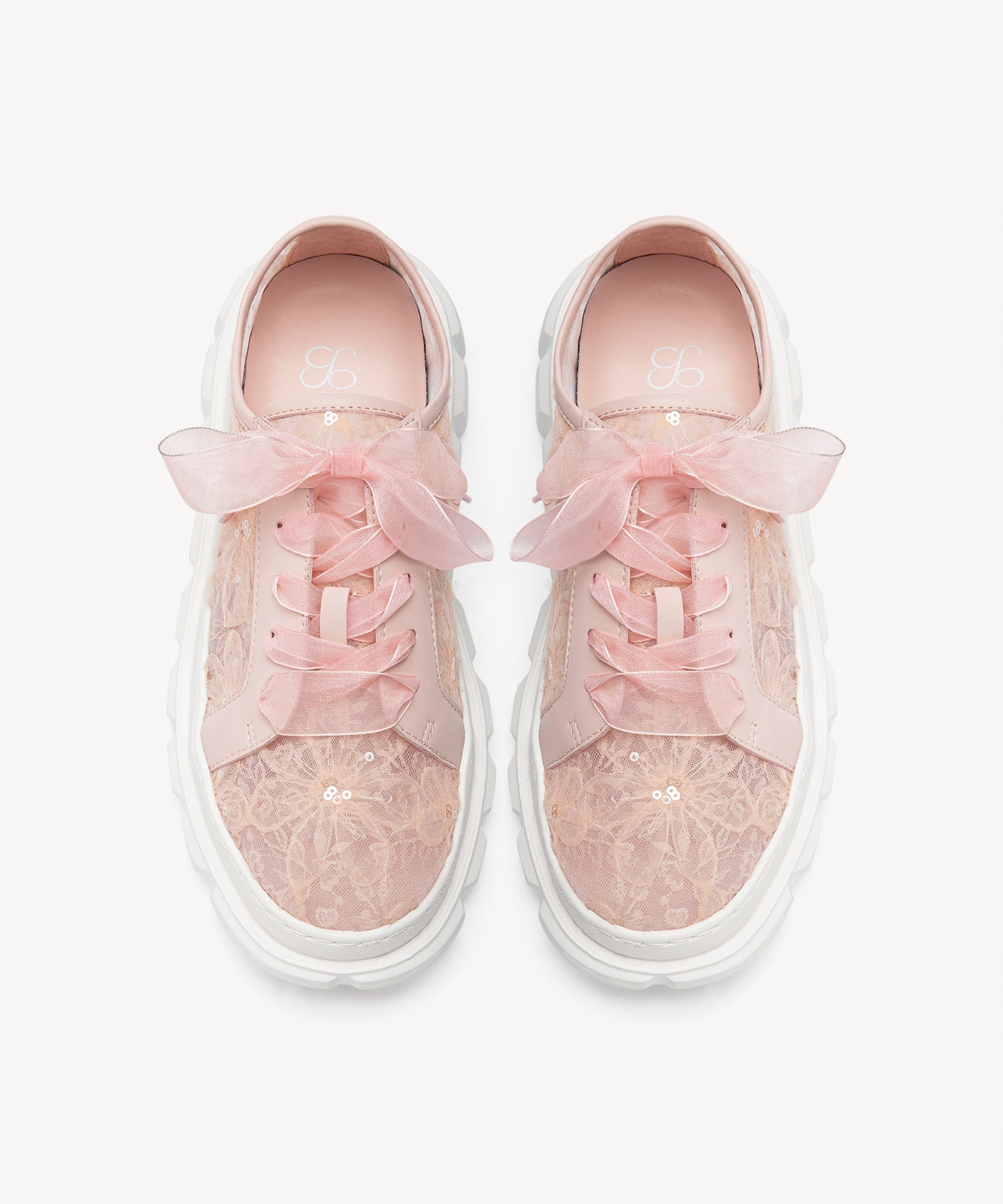 Lace Round Toe Chunky Sneakers COSY ISLAND #color_pink