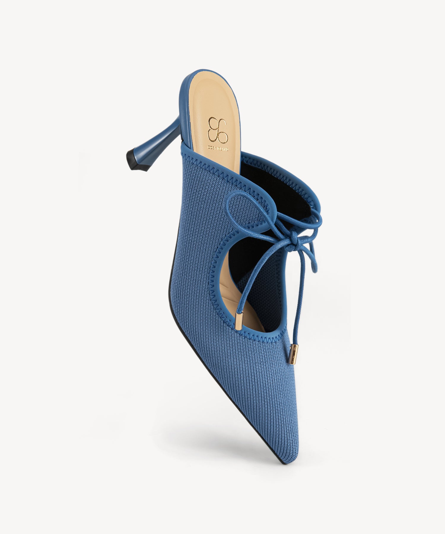 Elegant Chic Pointed Toe Heeled Mules Blue