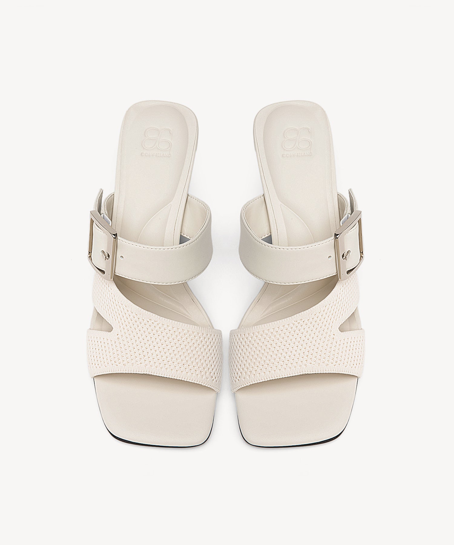 Buckle Cut Out Heeled Sandals COSY ISLAND #color_cream