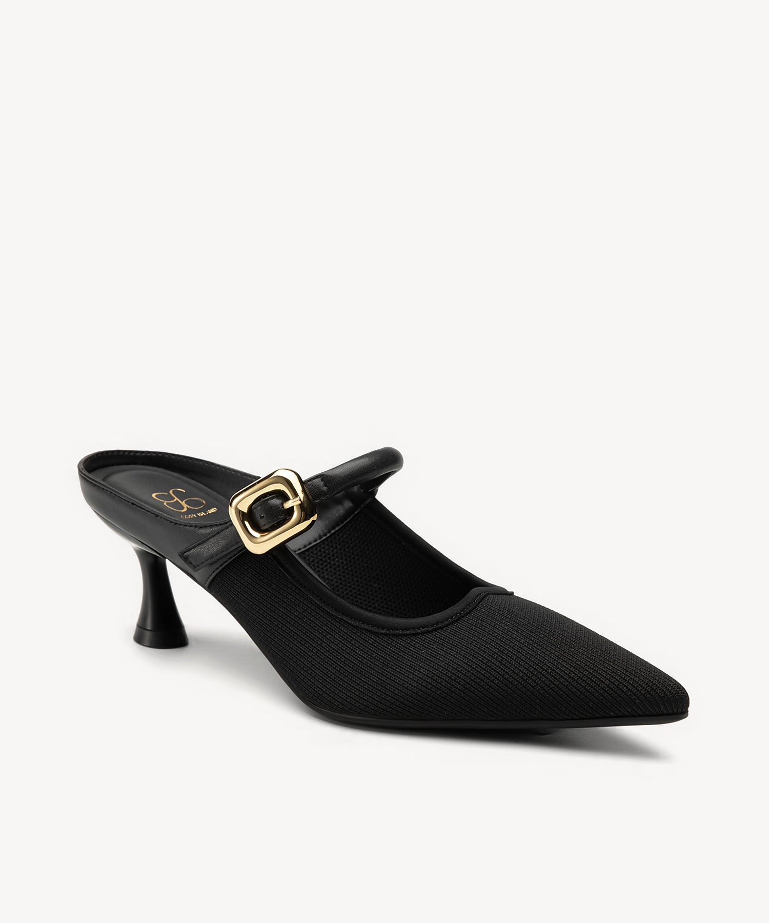 Minimalist Pointed Toe Heeled Mules Black