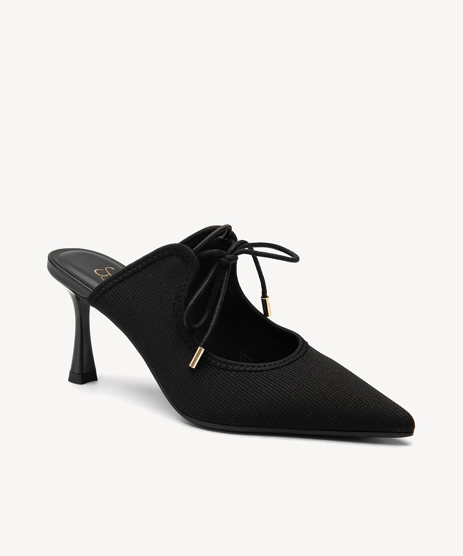 Elegant Chic Pointed Toe Heeled Mules Black