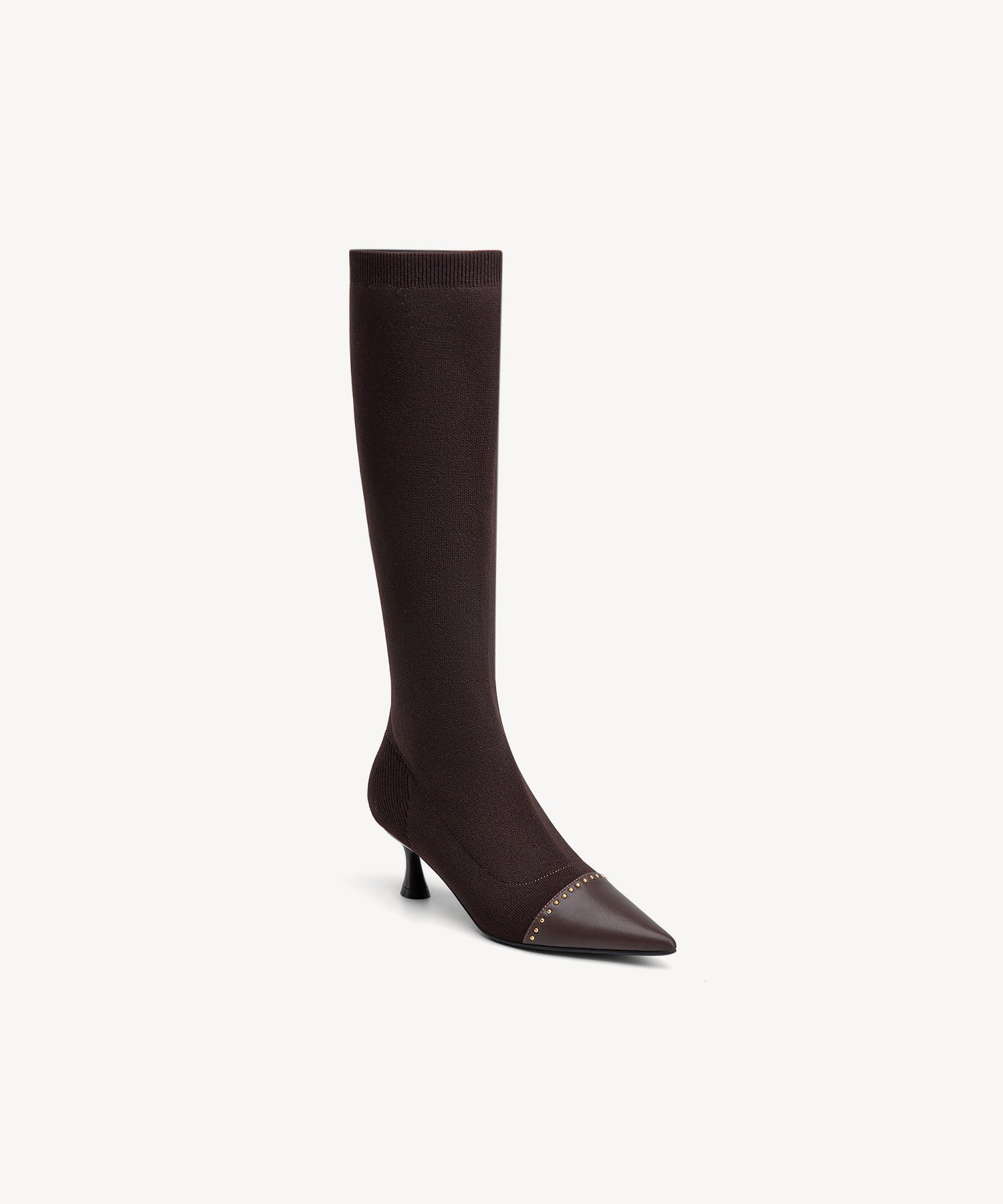 Glimmer Pointed Toe Sock High Boots Coffee