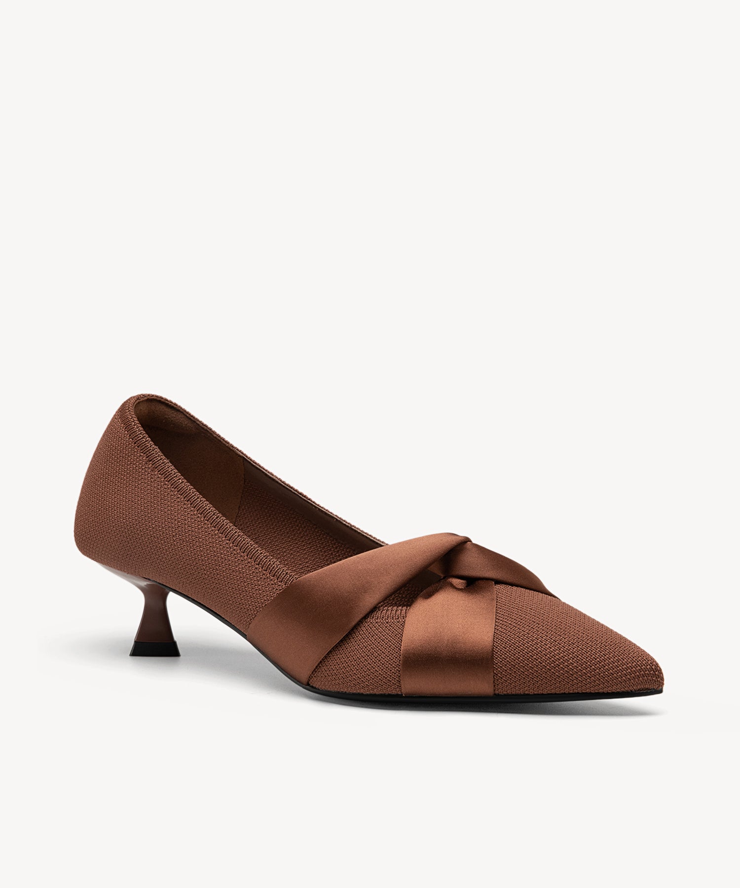 Elegant Pointed Toe Heeled Pumps COSY ISLAND #color_Brown