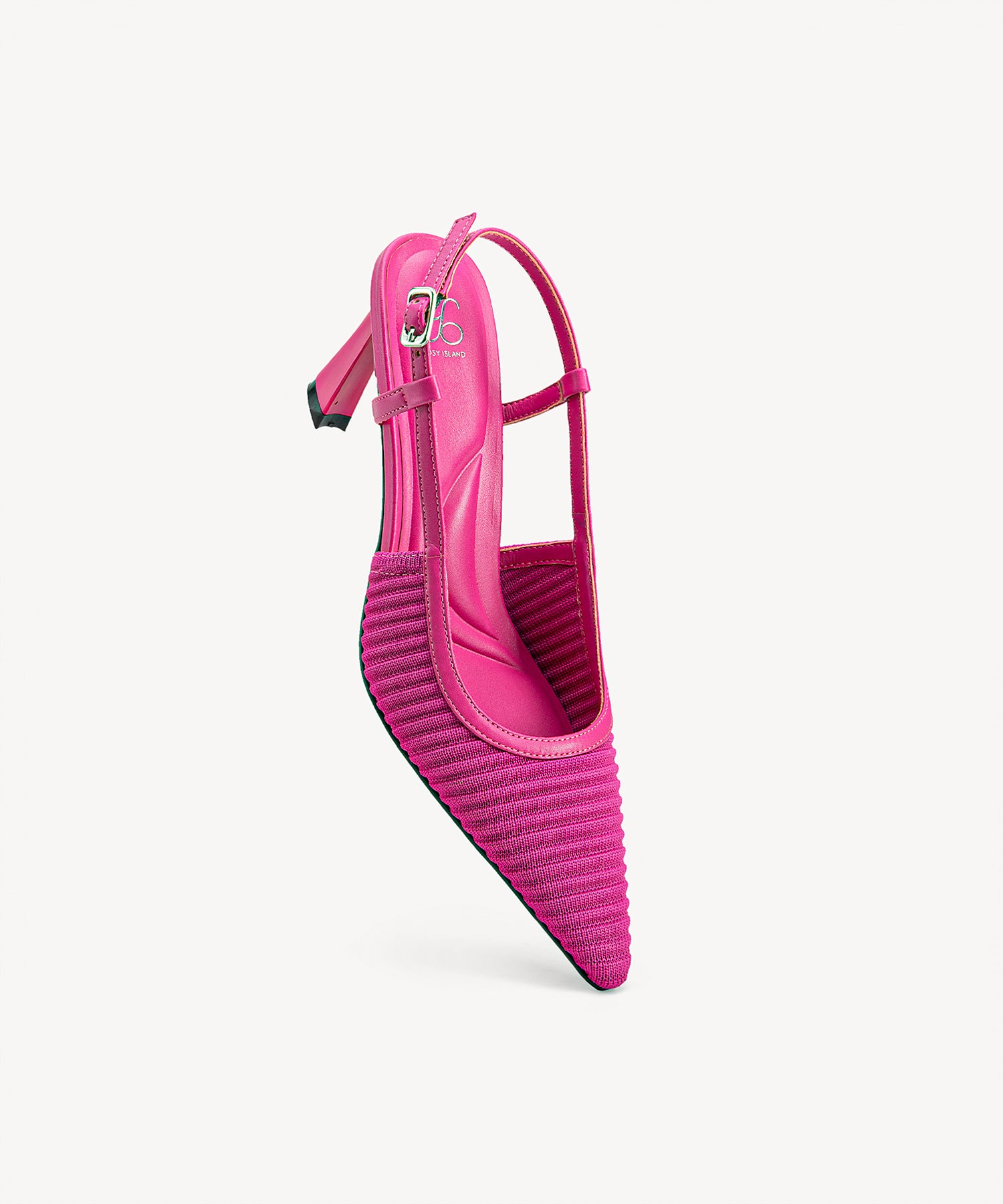 Minimalist Weave Pointed Toe Heeled Slingback#color_hot pink