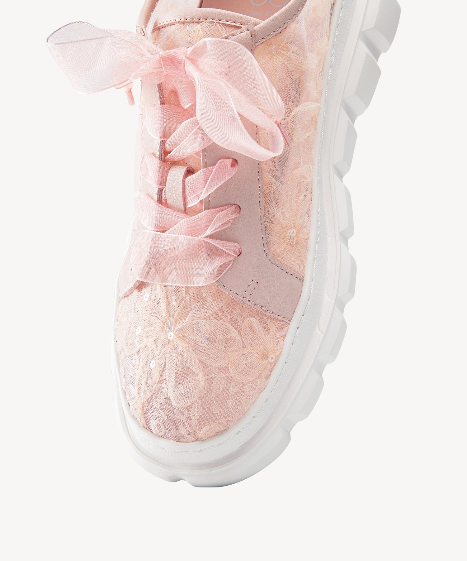 Lace Round Toe Chunky Sneakers COSY ISLAND #color_pink