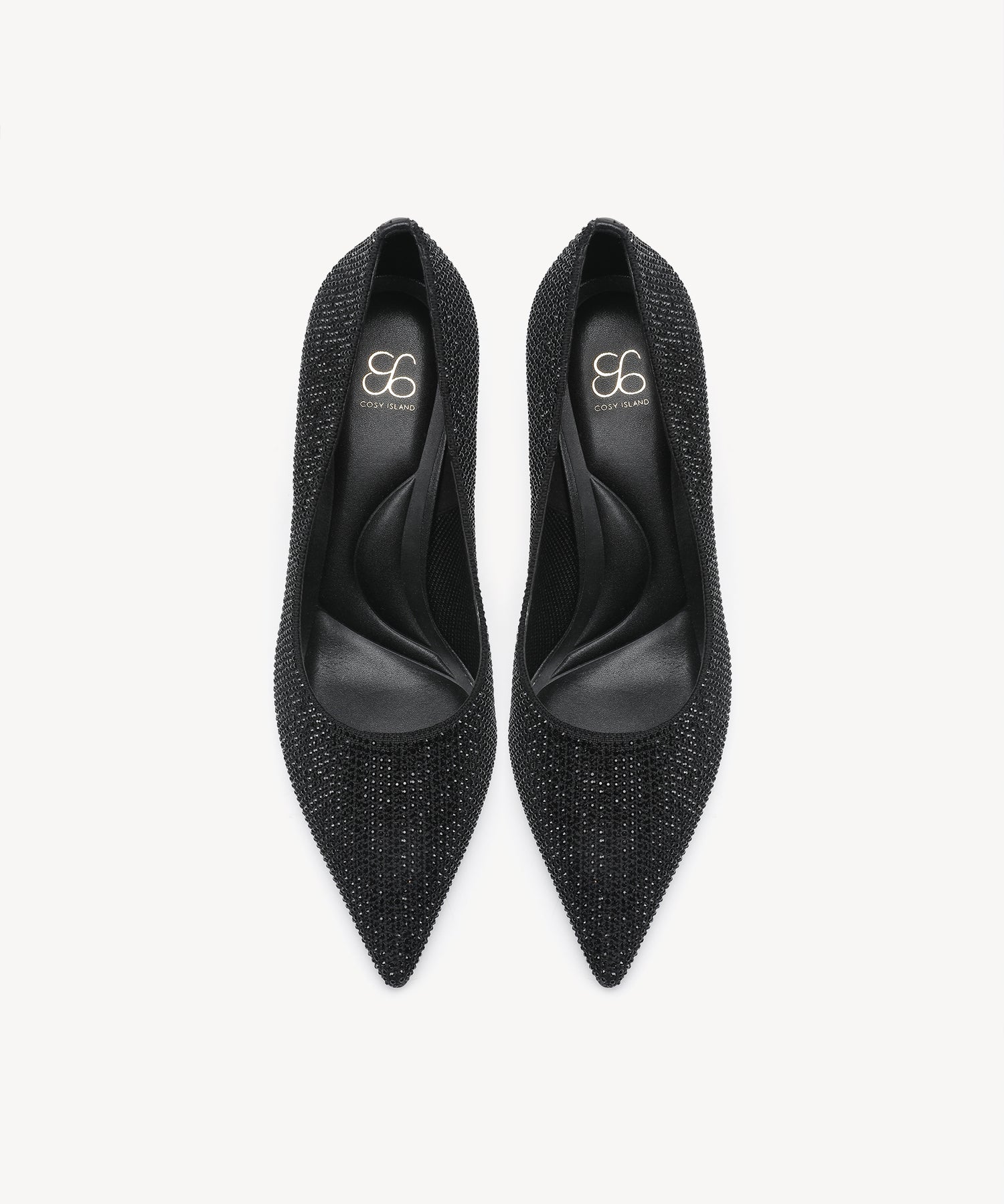 Diamond Pointed Toe Heeled Pumps Black