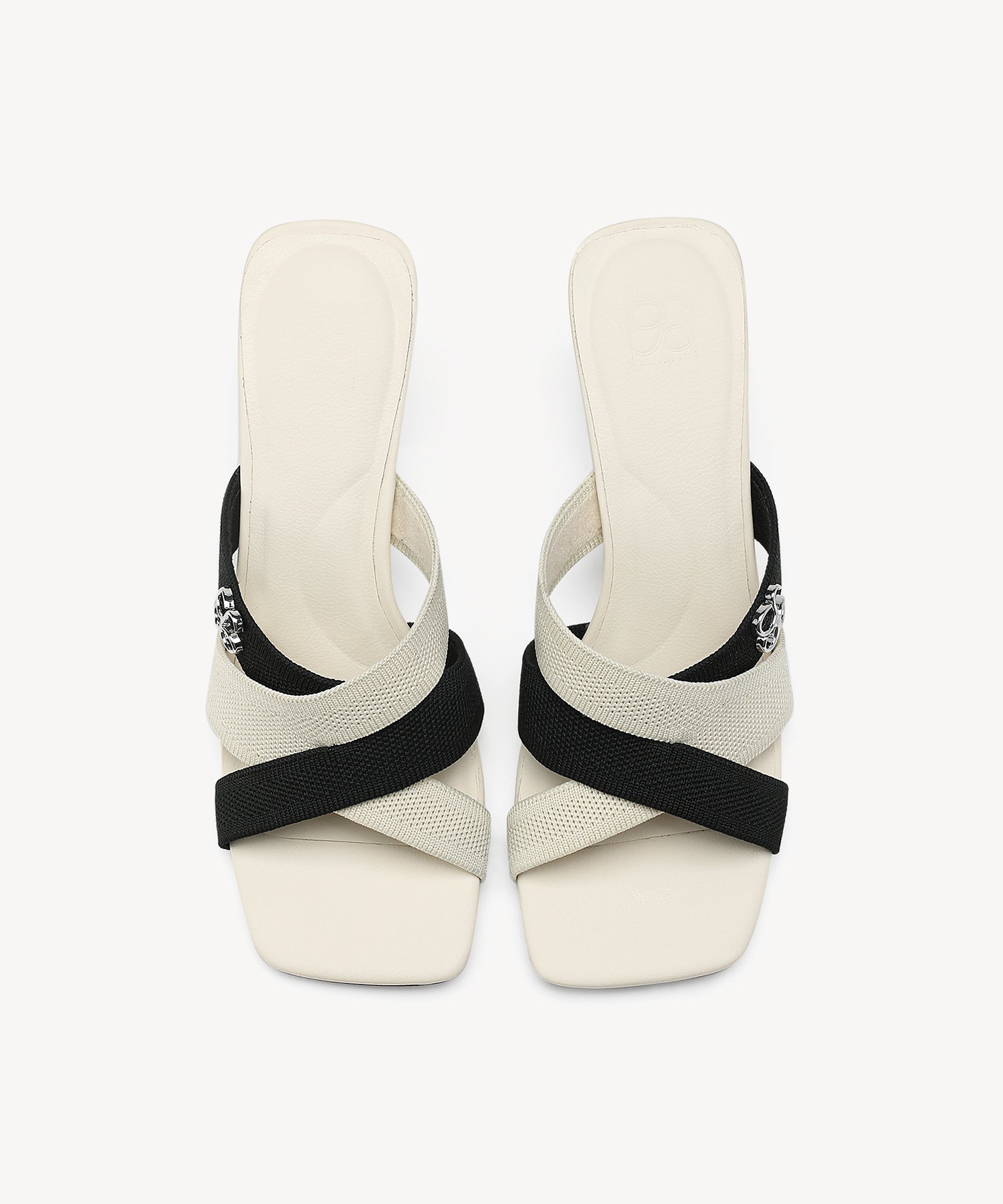 Combi Color Square Toe Heeled Sandals COSY ISLAND #color_white