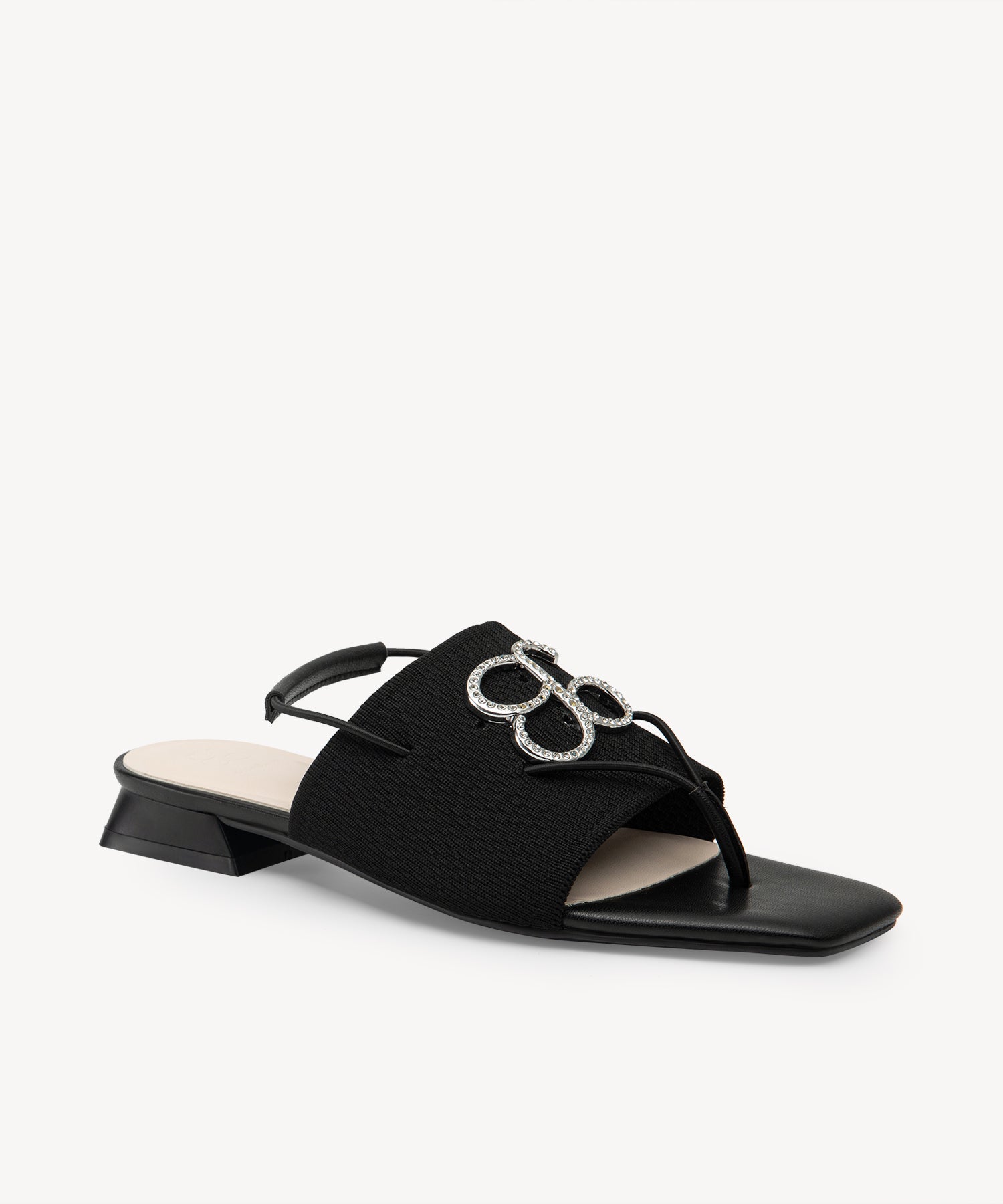 Ornament Square Toe Flat Sandals COSY ISLAND #color_black