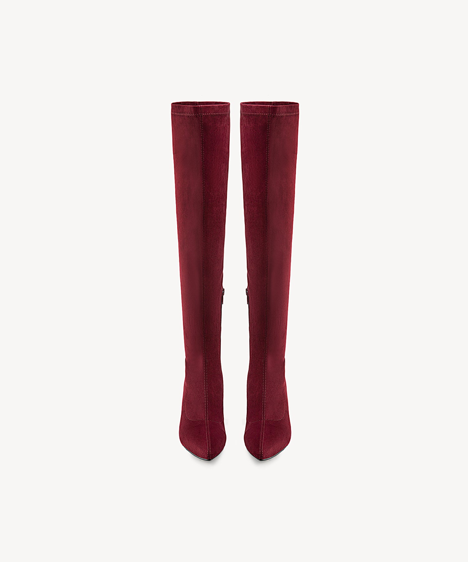 Minimalist Zipper Pointed Toe High Boots Red