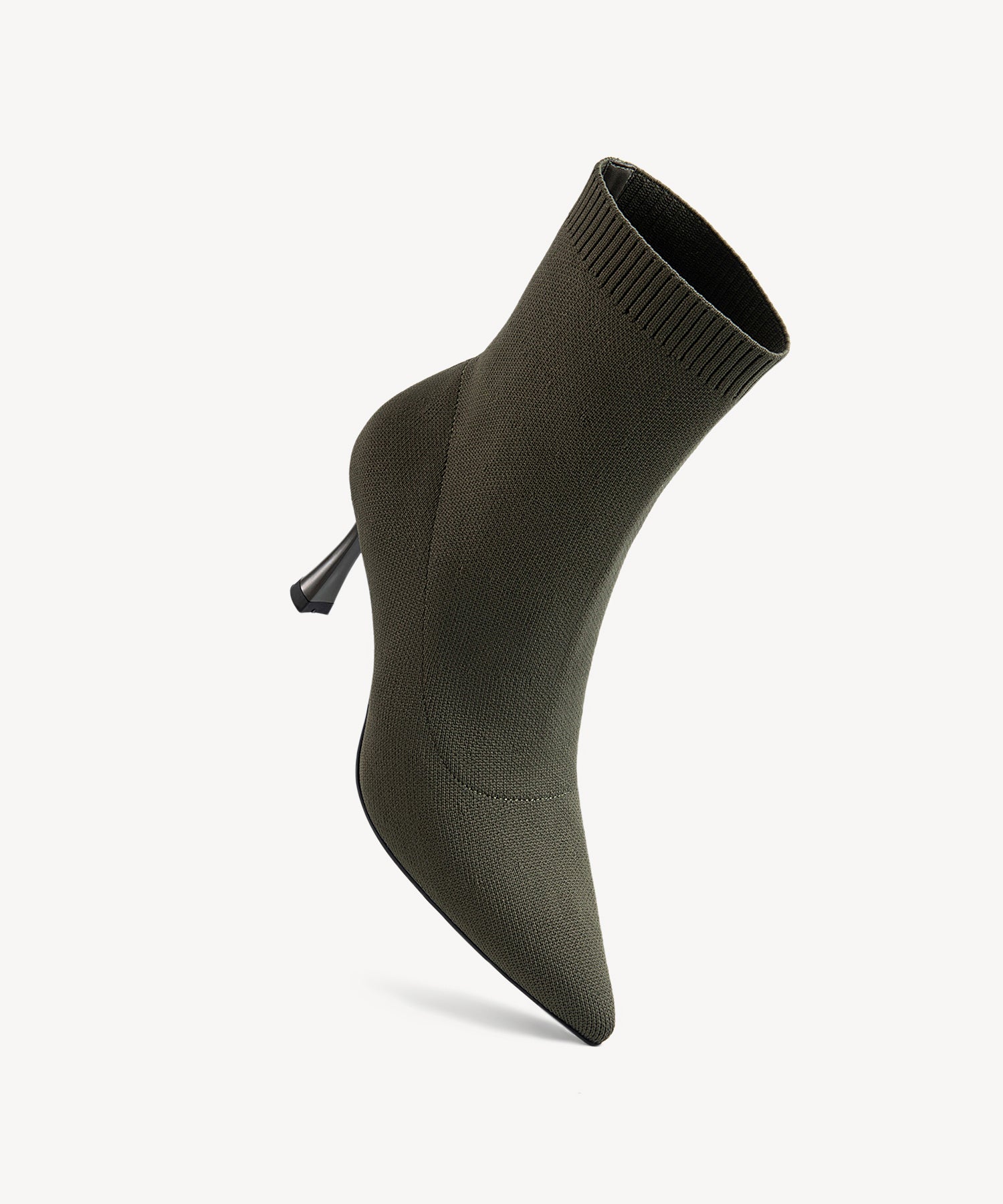 Minimalist Pointed Toe Sock Ankle Boots Coffee