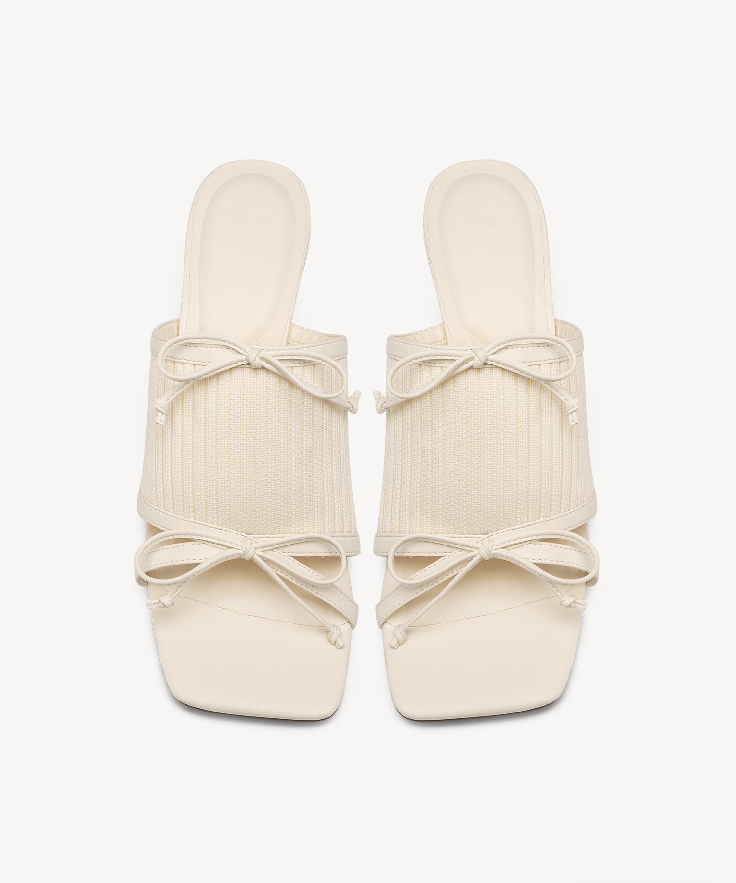 Bow Open Toe Heeled Sandals COSY ISLAND #color_cream