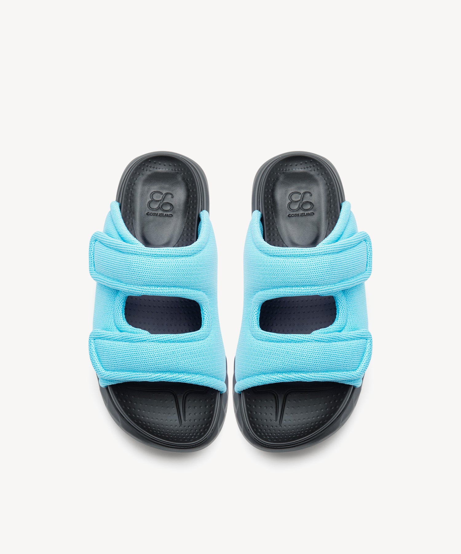 SunKiss Solid Color Velcro Platform Sandals COSY ISLAND #color_blue