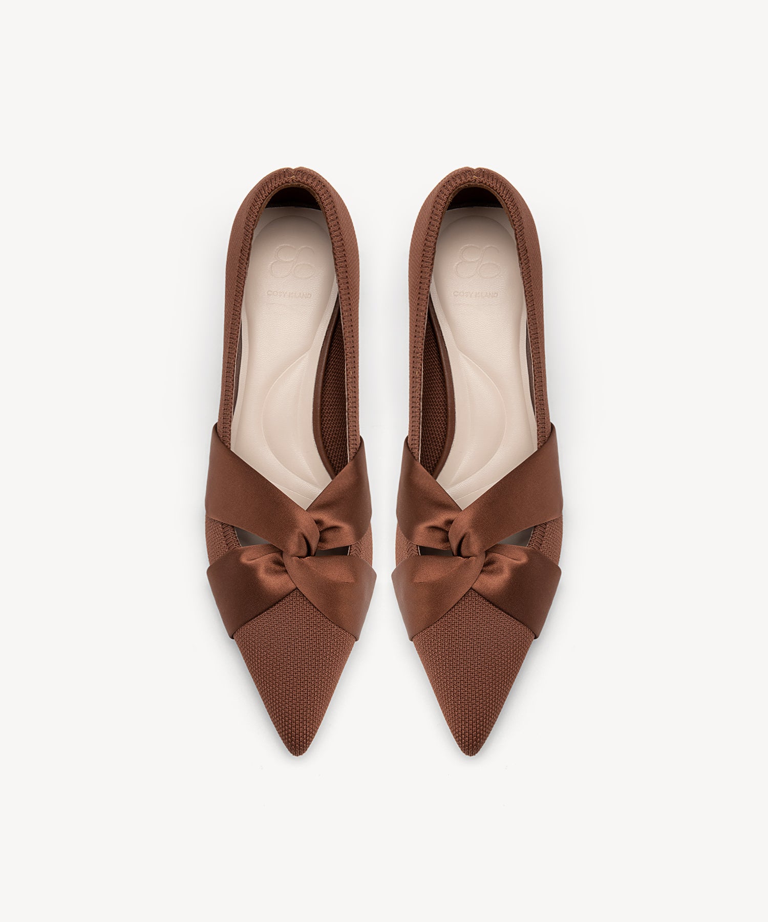 Elegant Pointed Toe Heeled Pumps COSY ISLAND #color_Brown