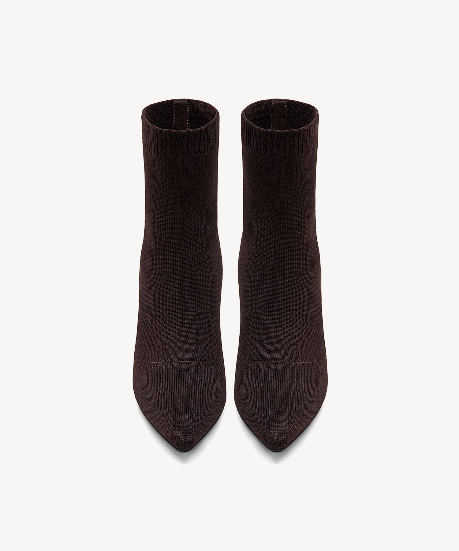 Minimalist Pointed Toe Sock Ankle Boots Coffee