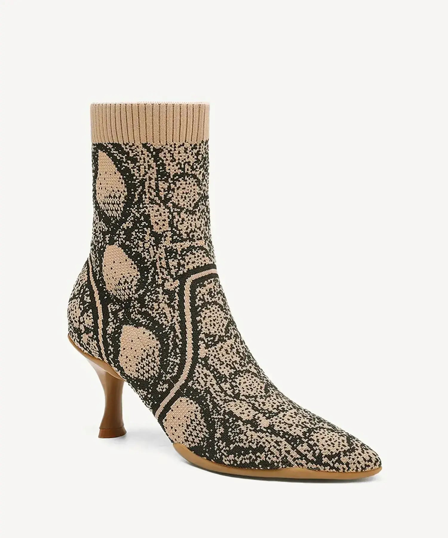Minimalist Pointed Toe Stiletto Ankle Boots#color_apricot snake print