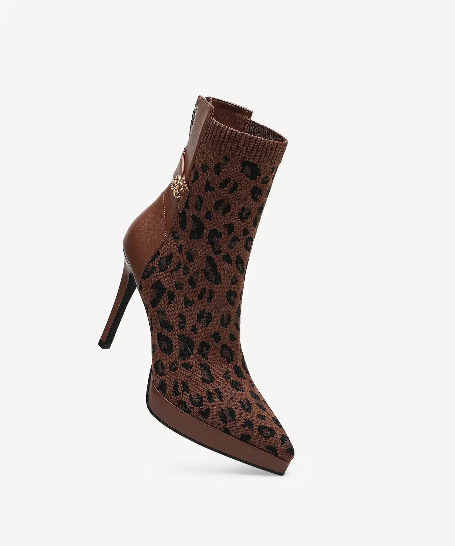 Sexy Pointed Toe Soles Ankle Boots #color_brown leopard