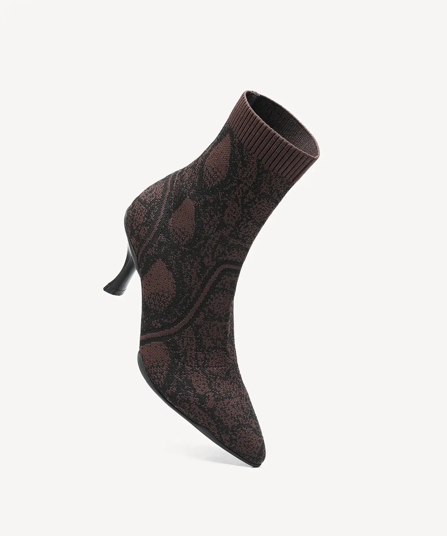 Minimalist Pointed Toe Stiletto Ankle Boots#color_brown snake print