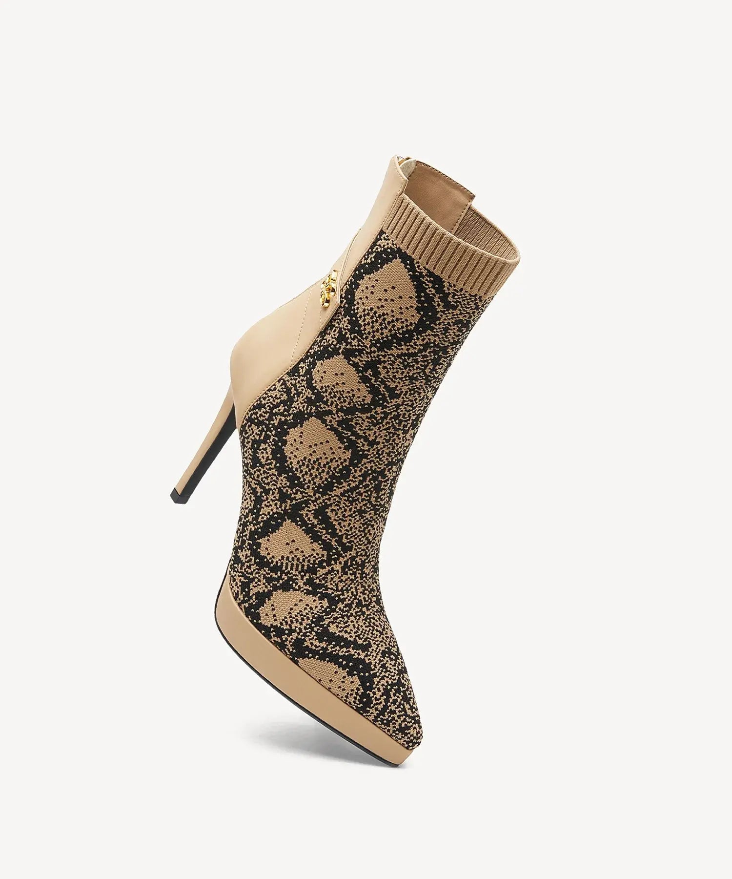 Sexy Pointed Toe Soles Ankle Boots #color_apricot snake print