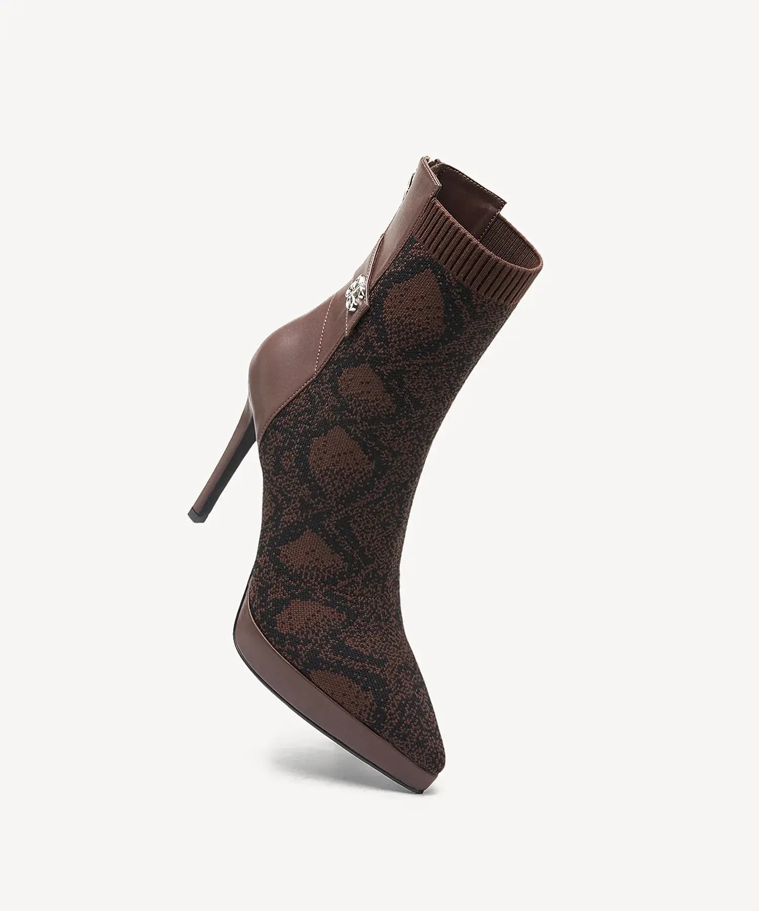 Sexy Pointed Toe Soles Ankle Boots #color_brown snake print