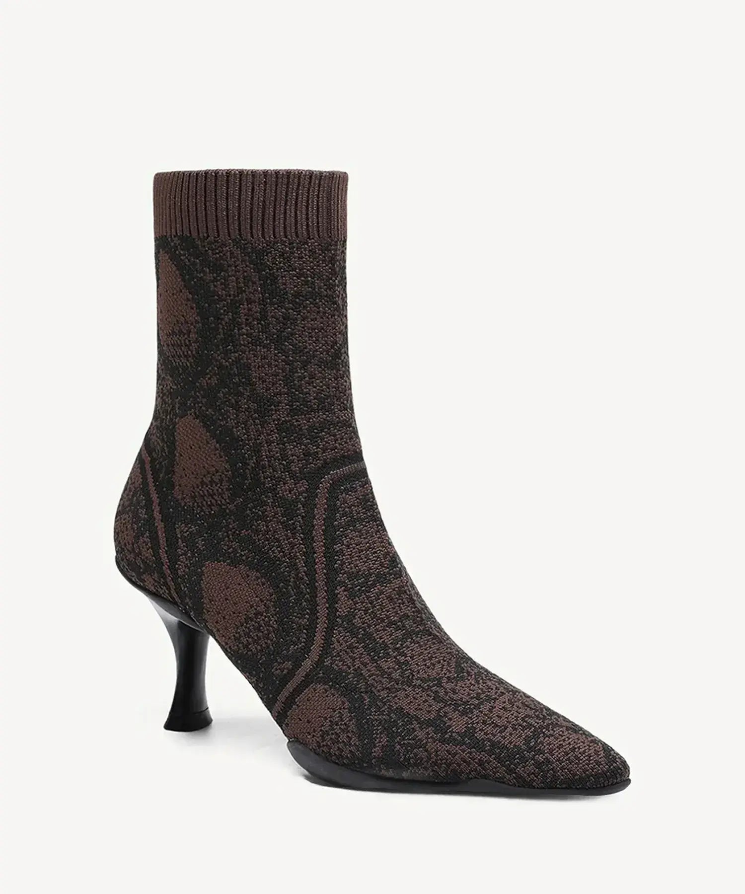 Minimalist Pointed Toe Stiletto Ankle Boots#color_brown snake print