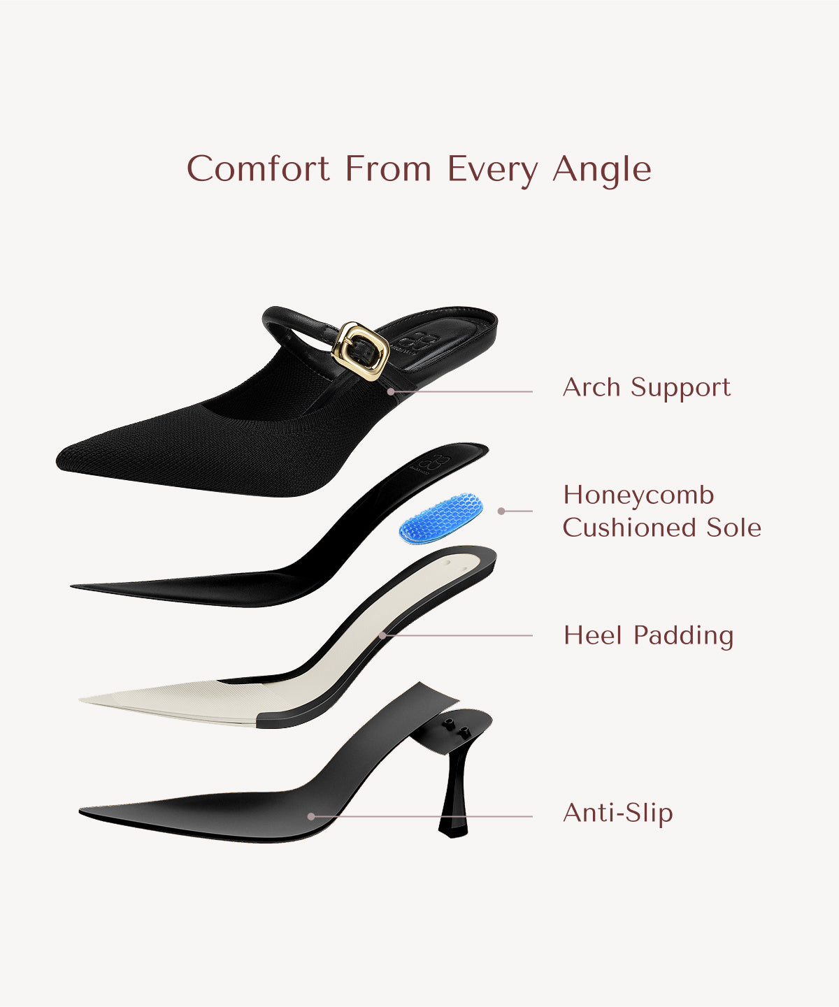 GraceLithe Pointed Toe Heeled Mules#color_black