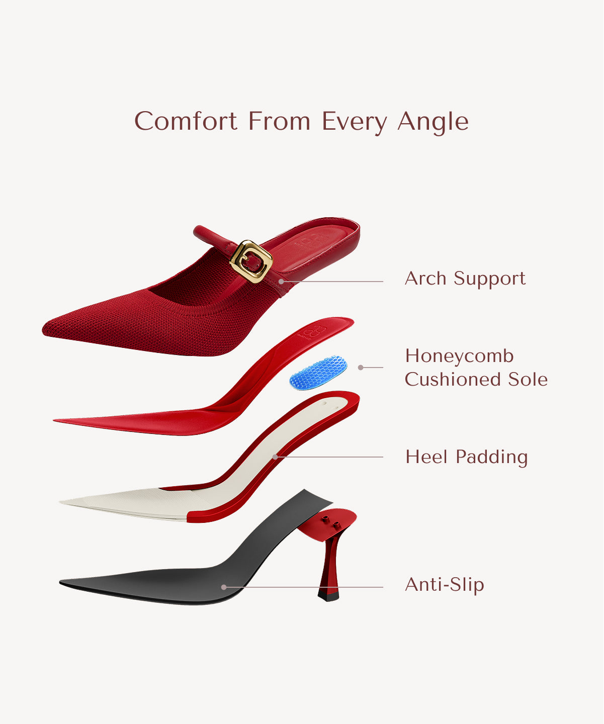 GraceLithe Pointed Toe Heeled Mules#color_red