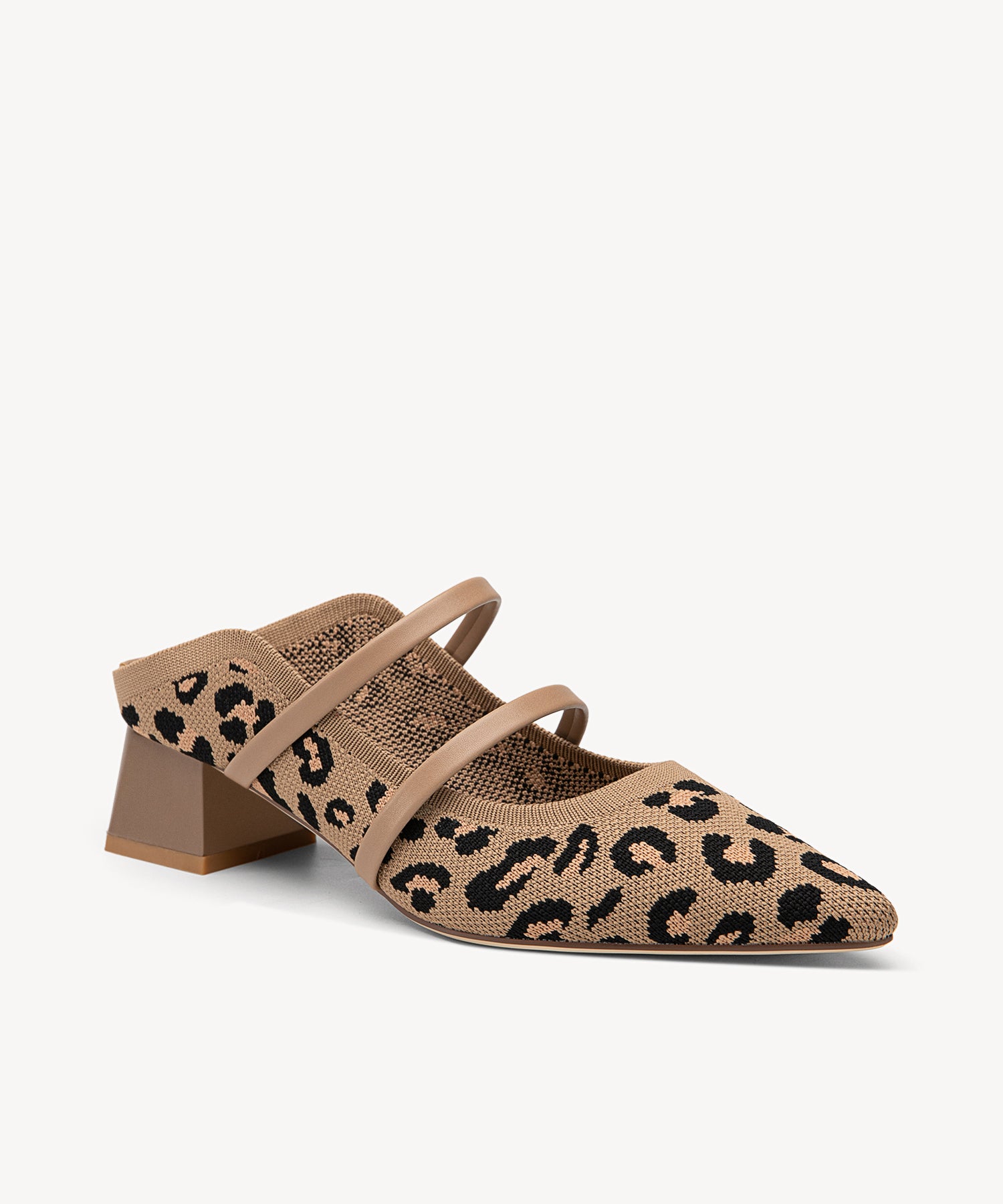 SoftWave Cut Out Block Heeled Mules leopard