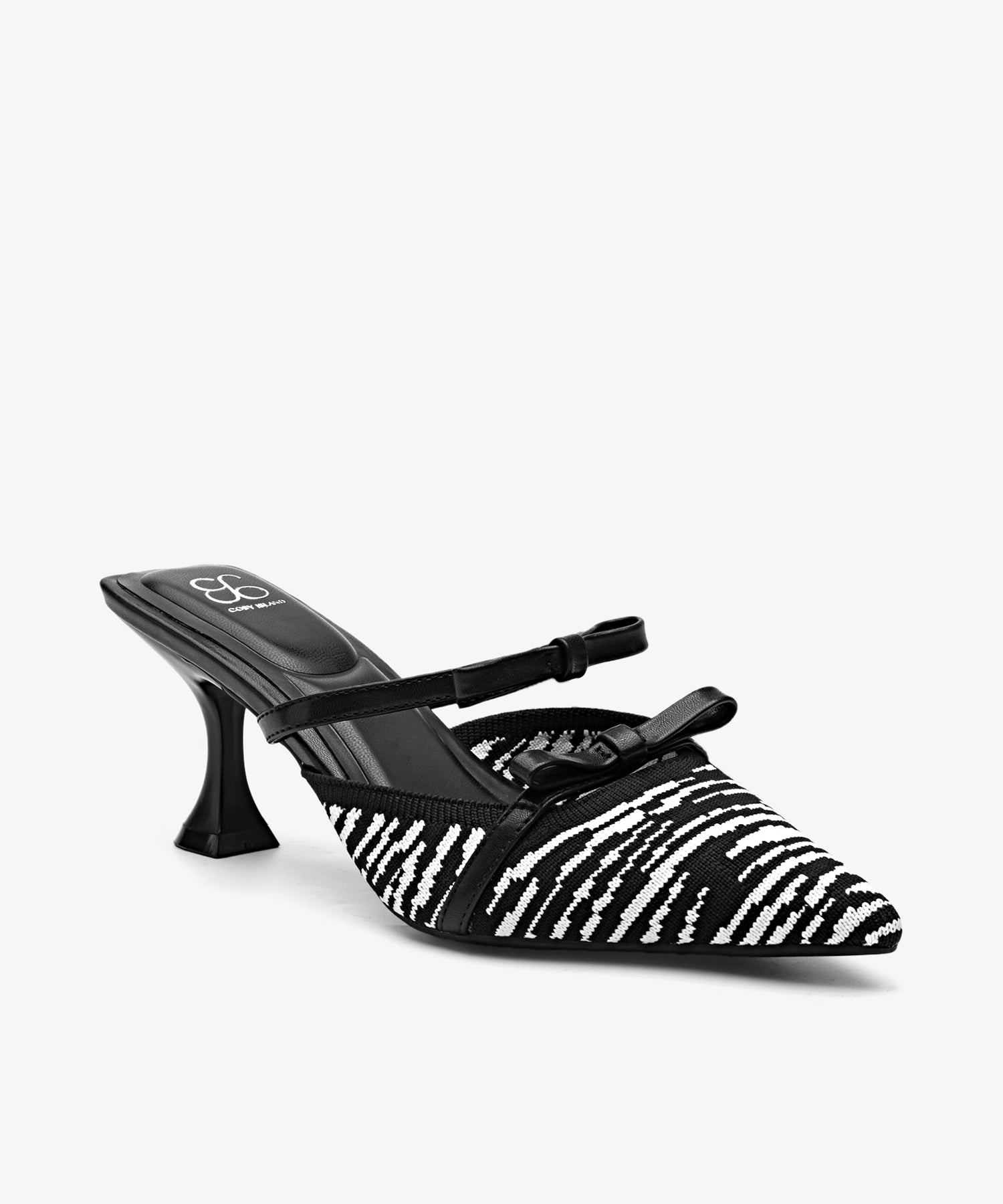 Bowknot Pointed Toe Heeled Mules Cosy Island #color_zebra pattern