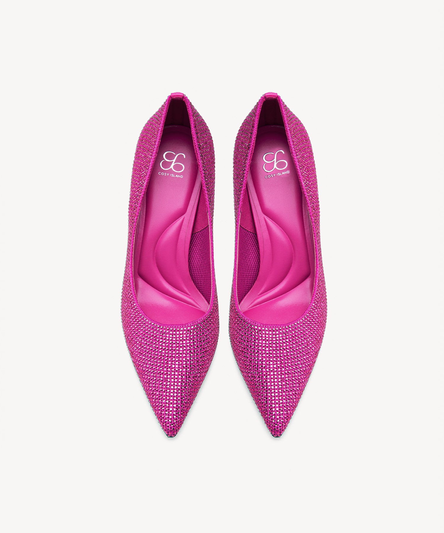 Diamond Pointed Toe Heeled Pumps  Hot Pink