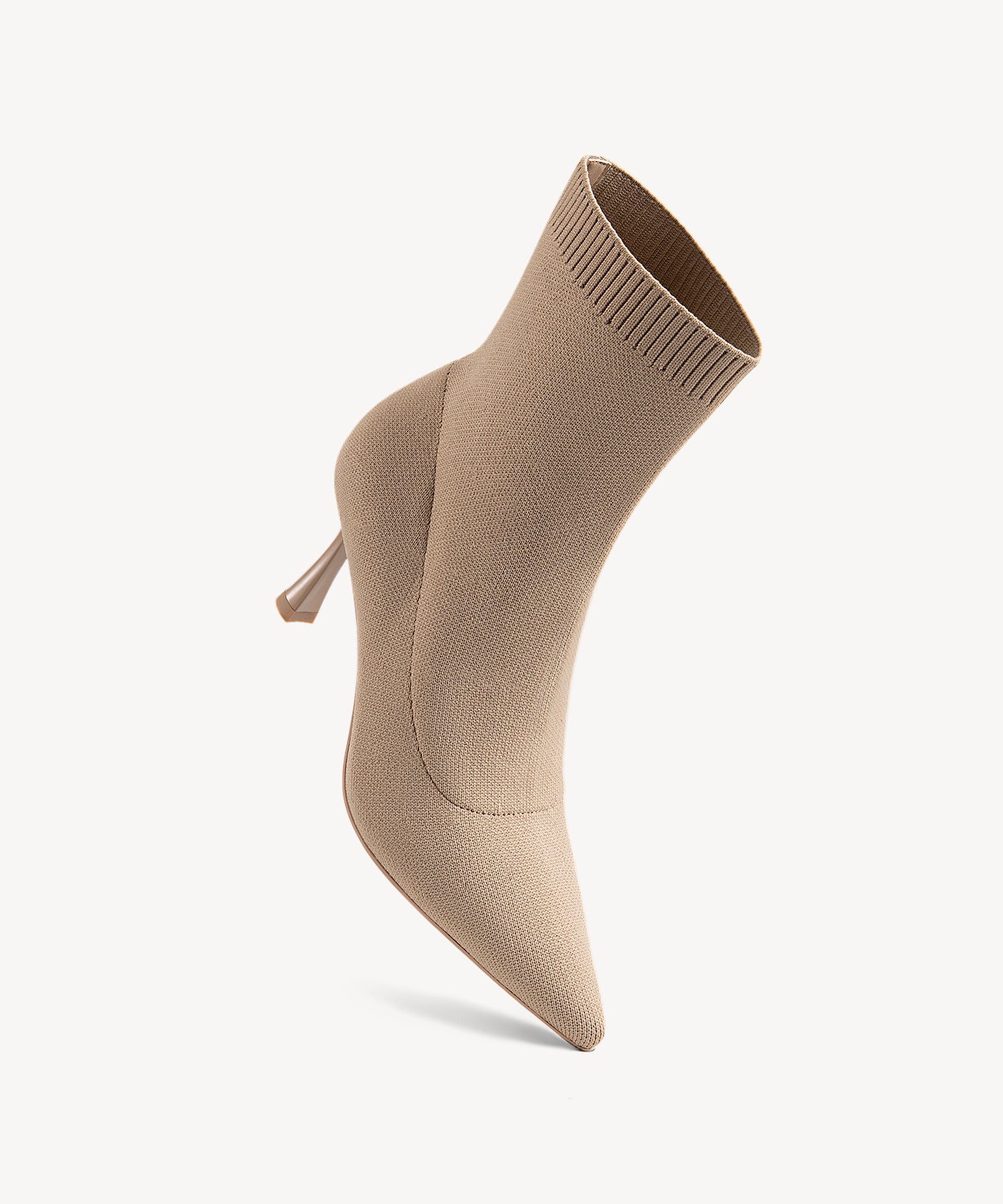 Minimalist Pointed Toe Sock Ankle Boots Coffee