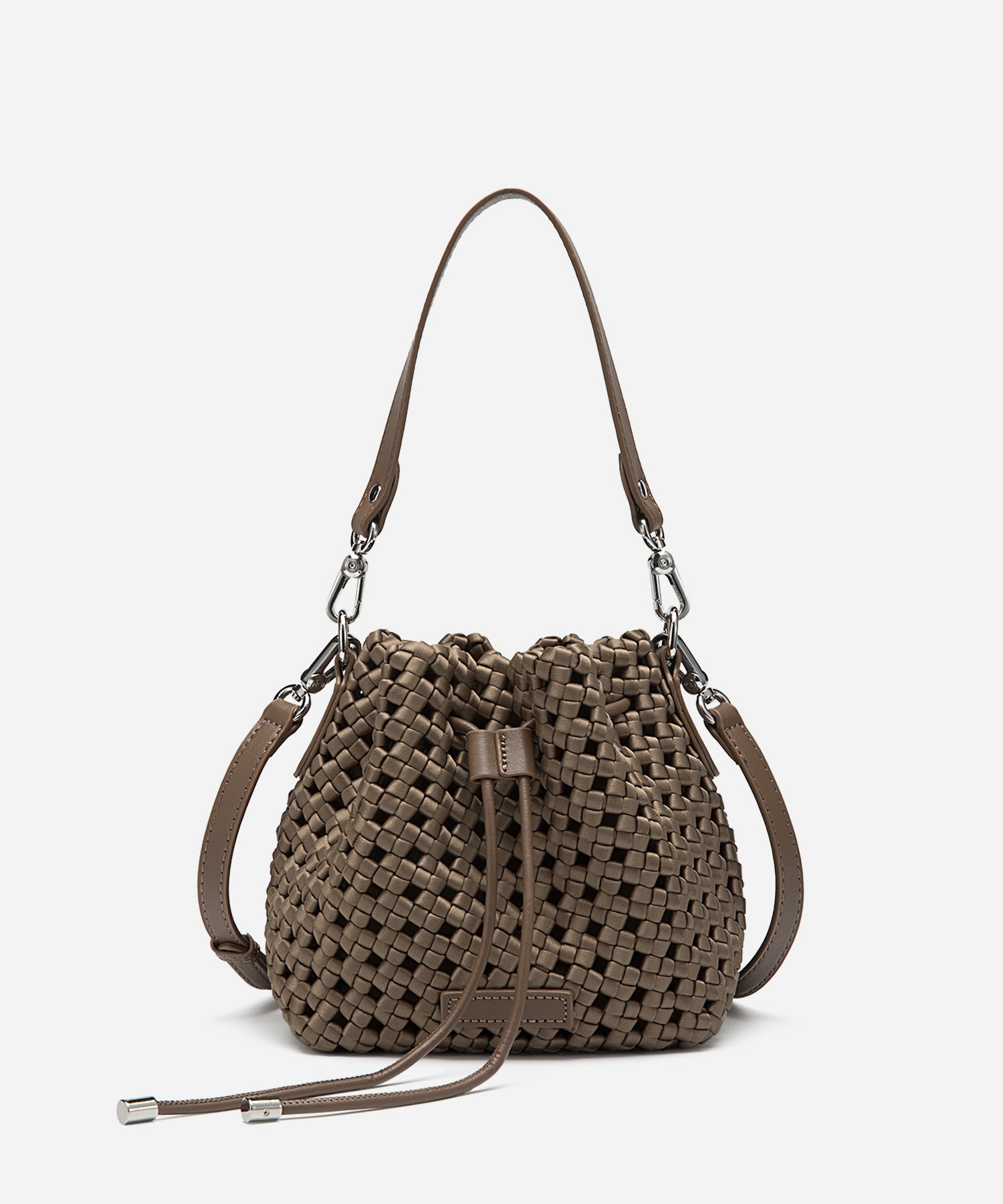 Windmill Hollow-out Woven Handle Bucket Bags Cosy Island #color_champagne