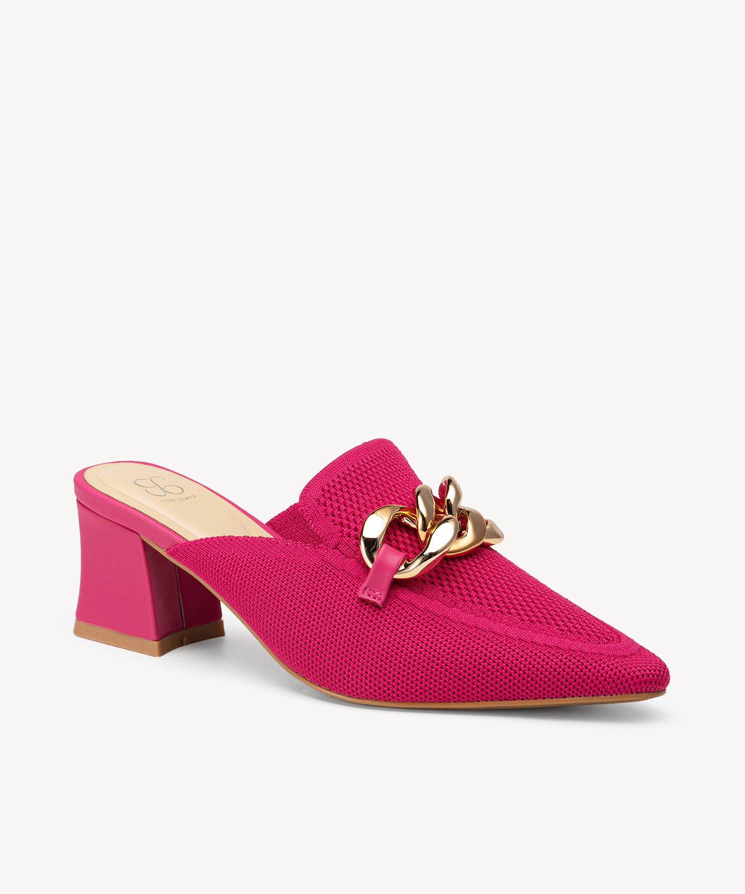 MOUSSE FIT Pointed Toe Heeled Mules Cosy Island #color_hot pink