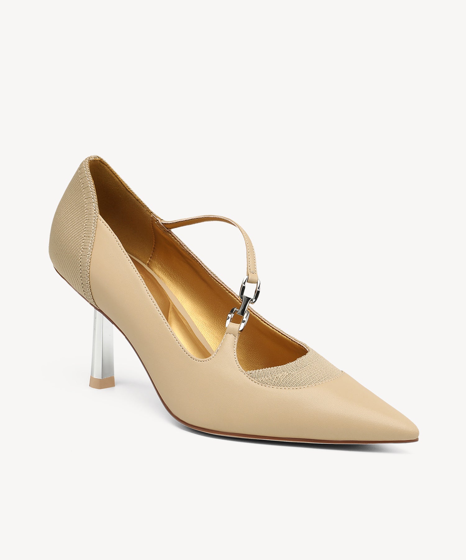 Elegant Pointed Toe Strap Heeled Pumps