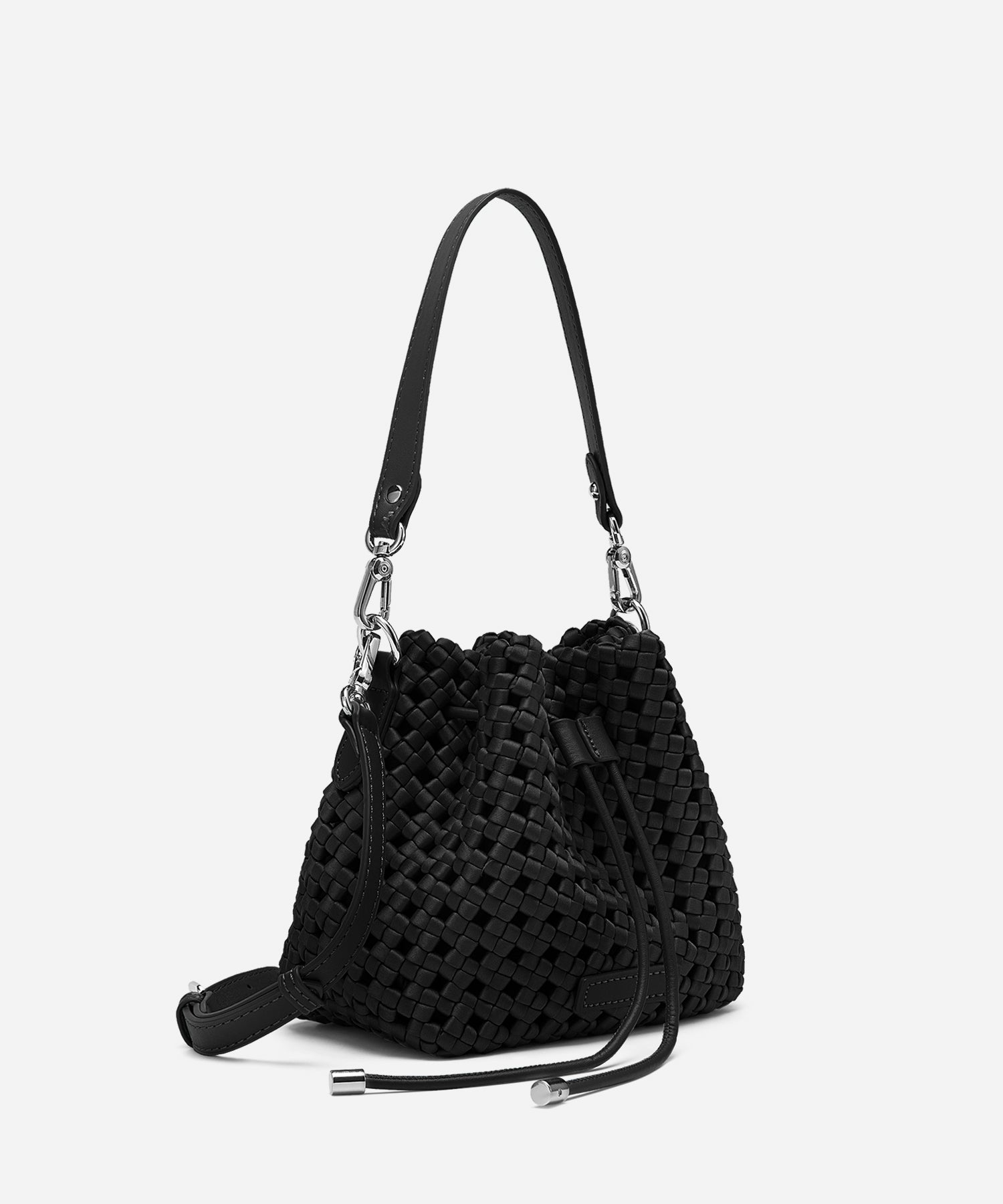 Windmill Hollow-out Woven Handle Bucket Bags Cosy Island #color_black