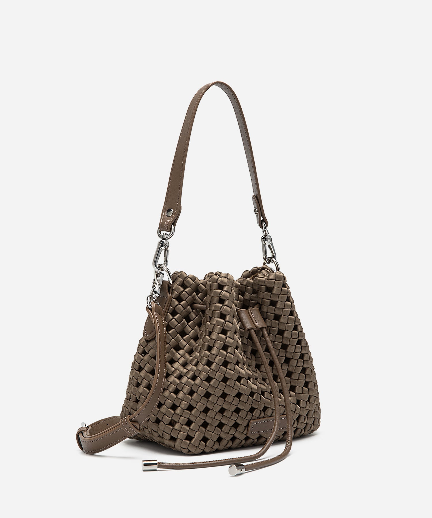 Windmill Hollow-out Woven Handle Bucket Bags Cosy Island #color_champagne