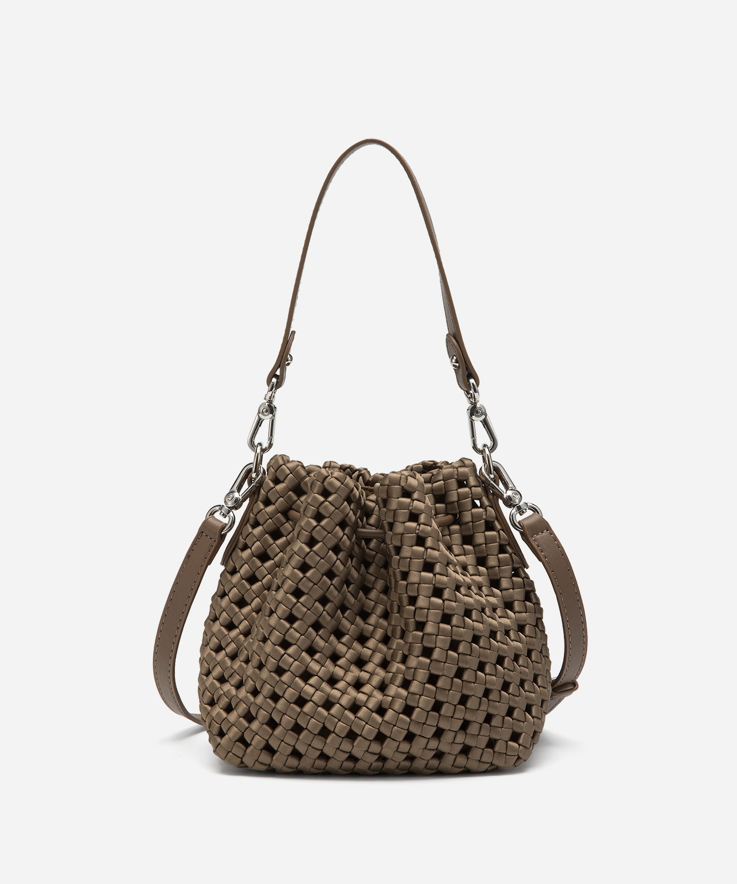 Windmill Hollow-out Woven Handle Bucket Bags Cosy Island #color_champagne