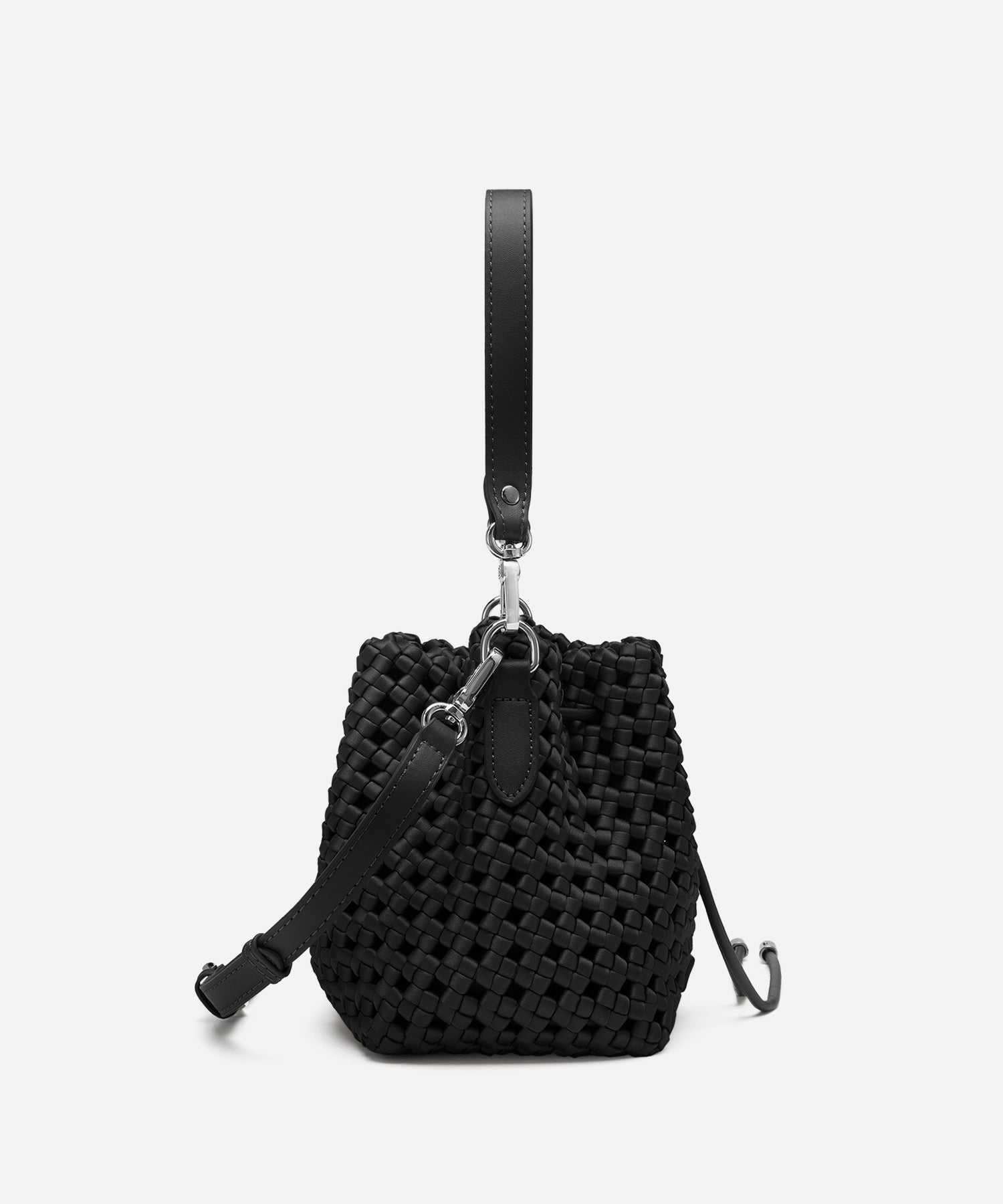 Windmill Hollow-out Woven Handle Bucket Bags Cosy Island #color_black