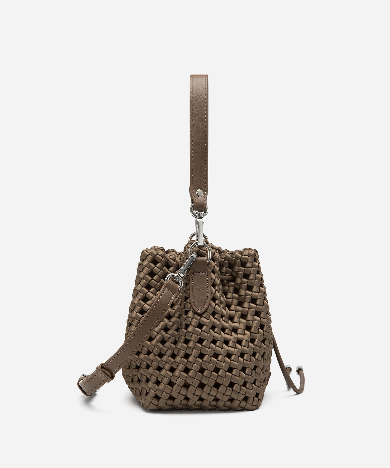 Windmill Hollow-out Woven Handle Bucket Bags Cosy Island #color_champagne