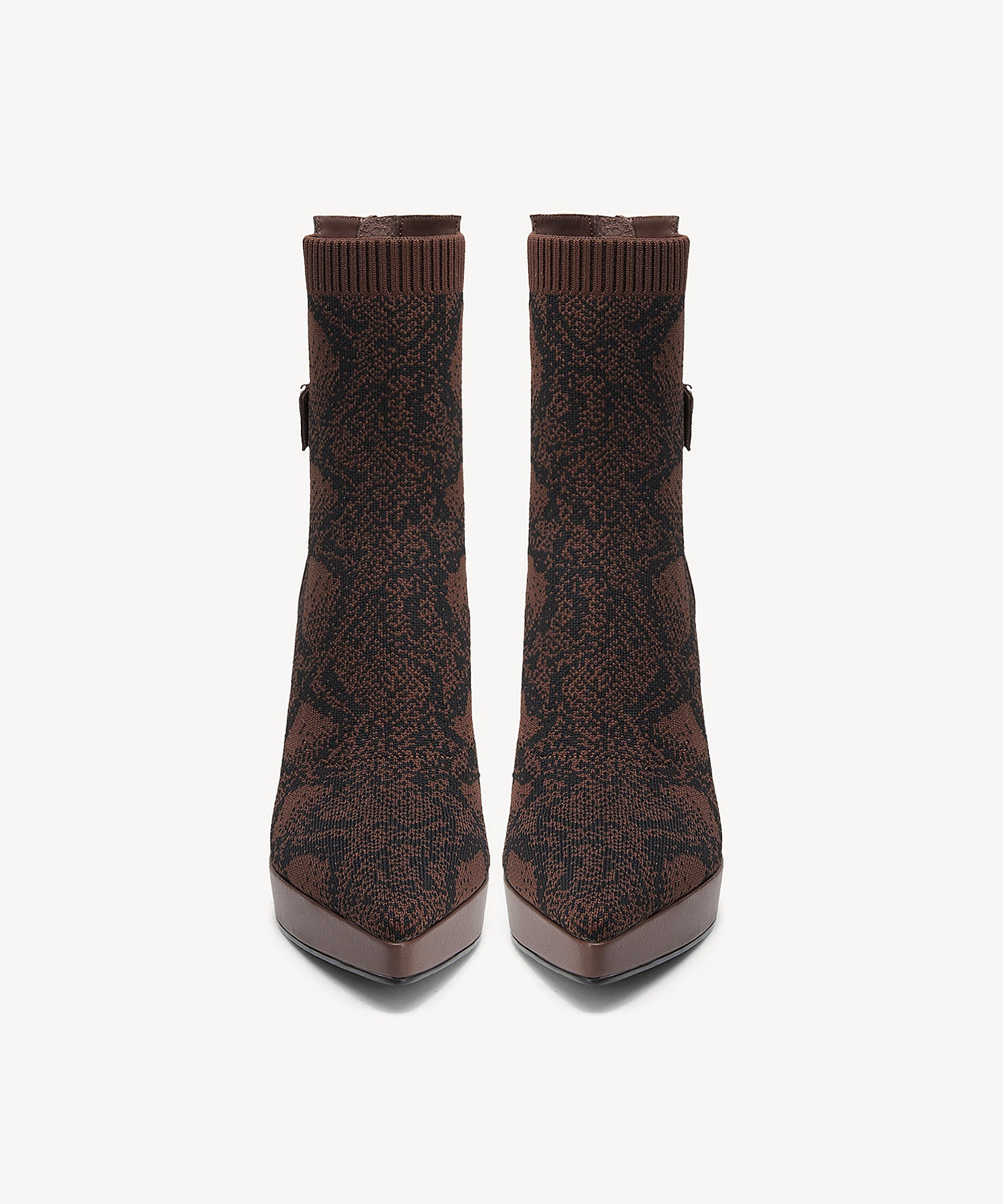 Sexy Pointed Toe Soles Ankle Boots  Brown Snake Print