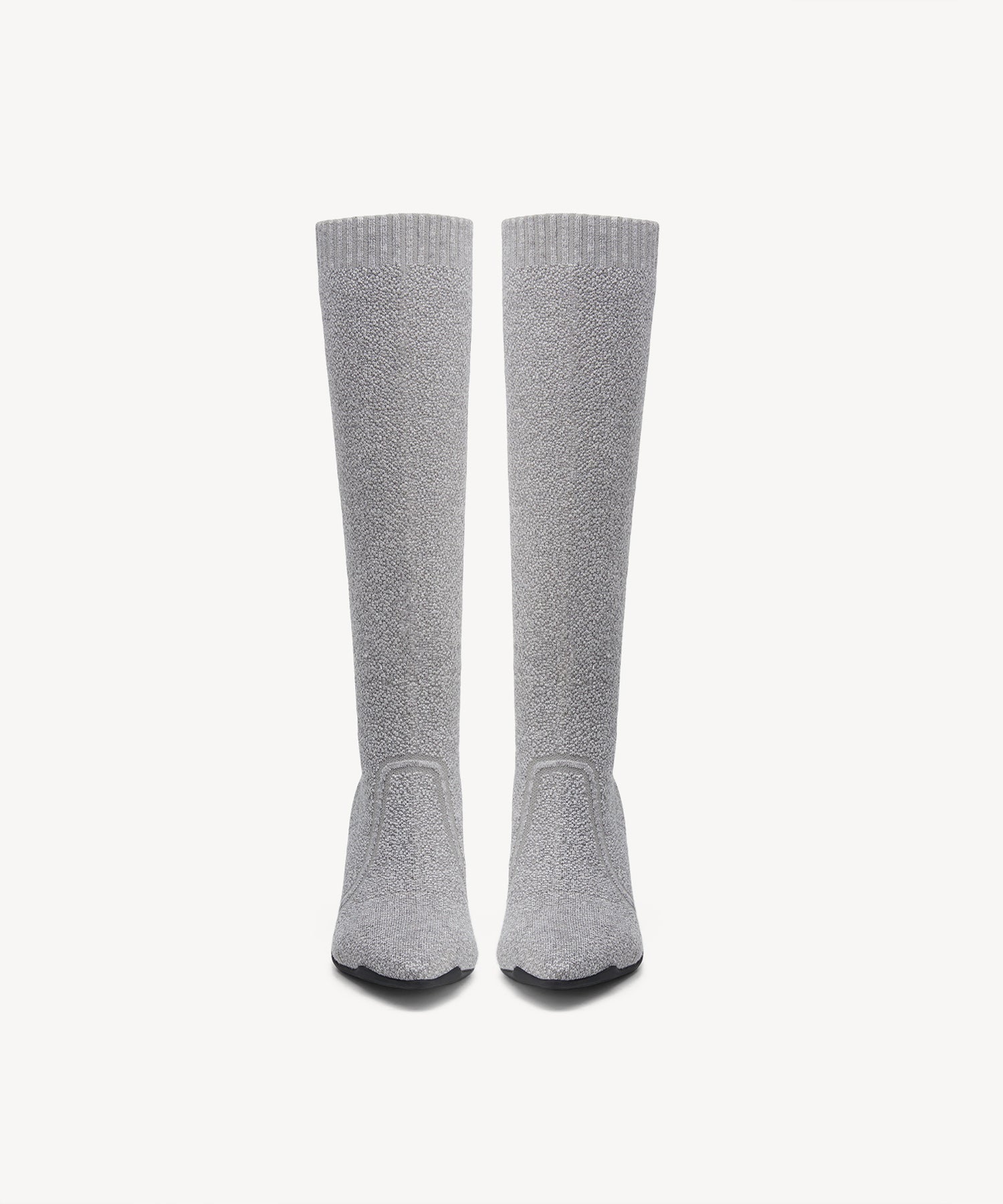 Minimalist  Pointed Toe Heeled Long Boots Grey