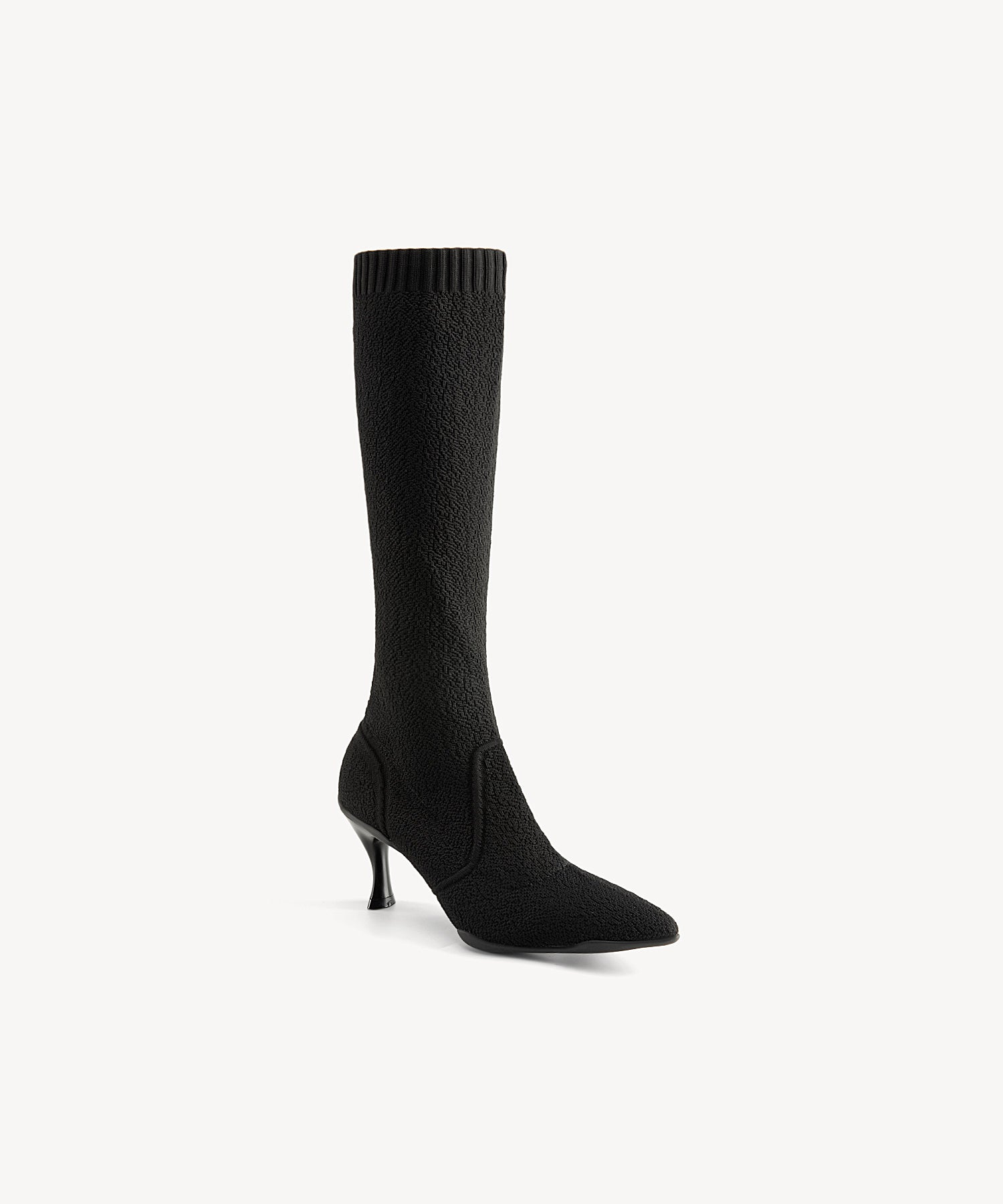 Minimalist  Pointed Toe Heeled Long Boots Black