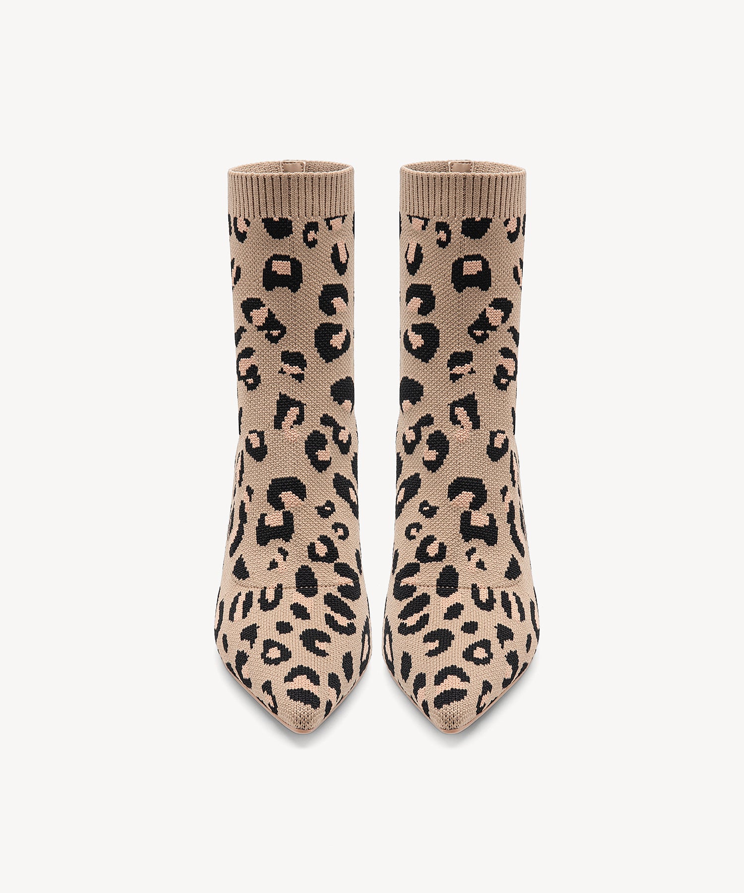 Minimalist Pointed Toe Sock Ankle Boots Leopard