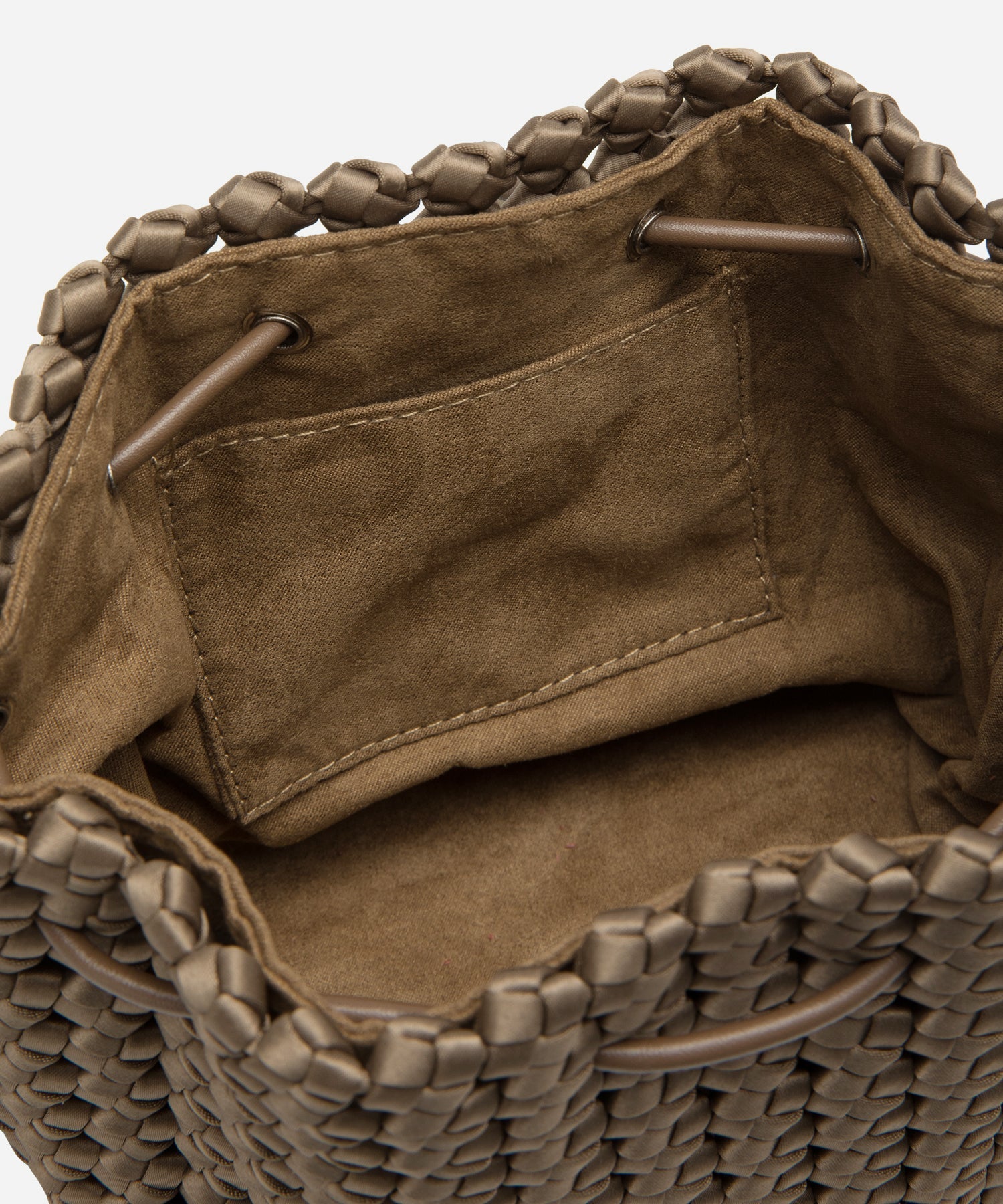 Windmill Hollow-out Woven Handle Bucket Bags Cosy Island #color_champagne