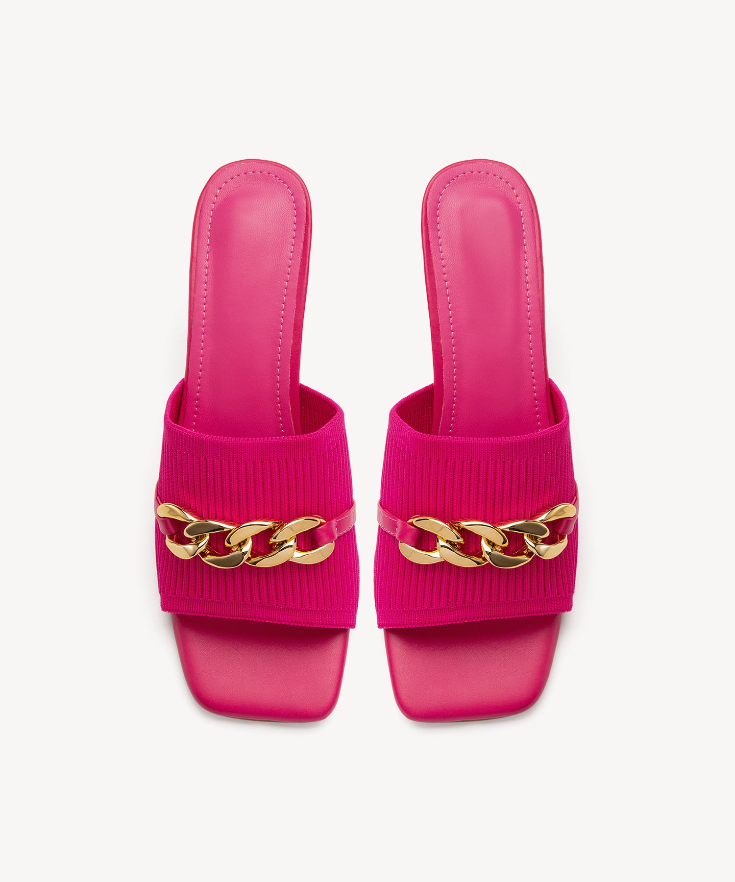 MOUSSE FIT Chain Kitten Heels Sandals Cosy Island #color_hot pink