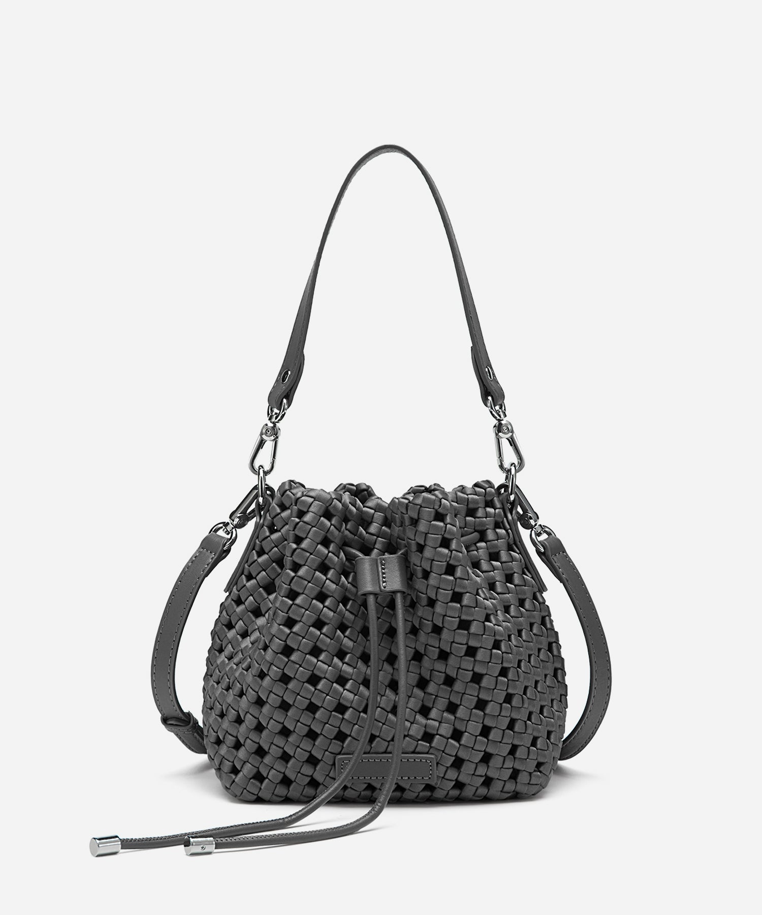 Windmill Hollow-out Woven Handle Bucket Bags Cosy Island #color_grey