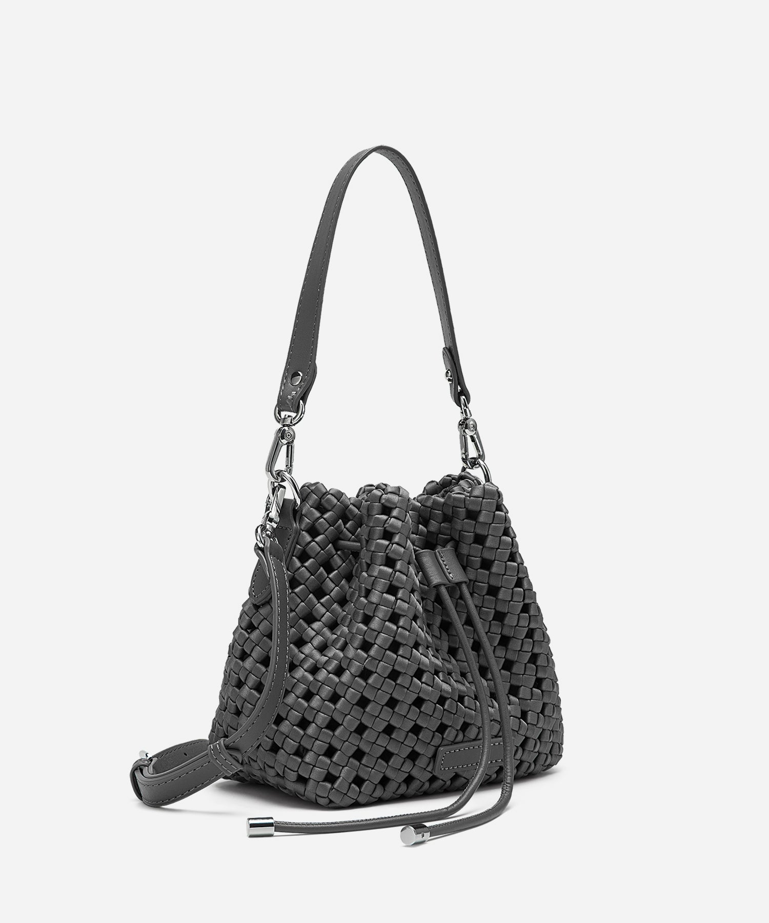 Windmill Hollow-out Woven Handle Bucket Bags Cosy Island #color_grey