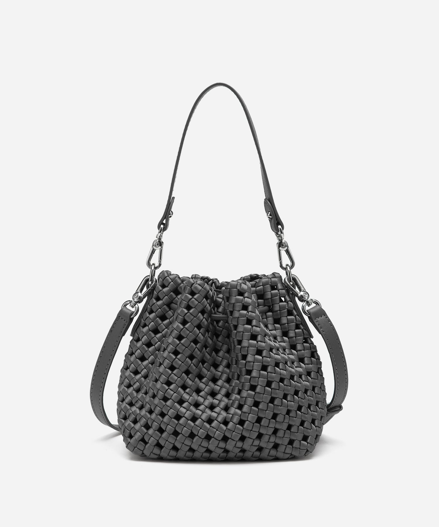 Windmill Hollow-out Woven Handle Bucket Bags Cosy Island #color_grey