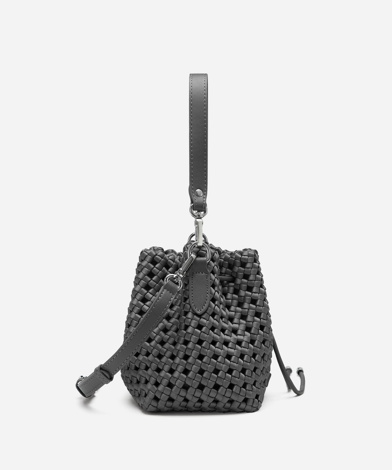 Windmill Hollow-out Woven Handle Bucket Bags Cosy Island #color_grey