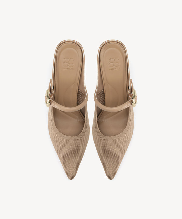 GraceLithe Pointed Toe Heeled Mules#color_apricot